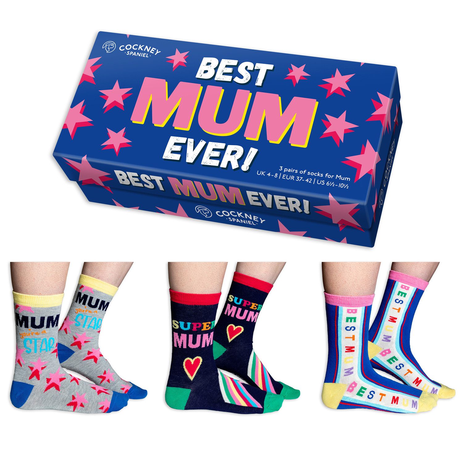 Cockney Spaniel Freizeitsocken Best Mum ever! Mama Socken in 37-42 (3 Paare günstig online kaufen