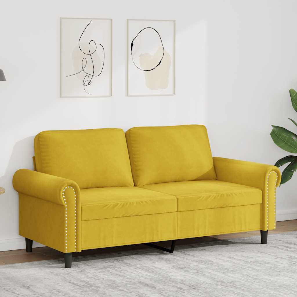 vidaXL Sofa vidaXL 2-Sitzer-Sofa Gelb 140 cm Samt