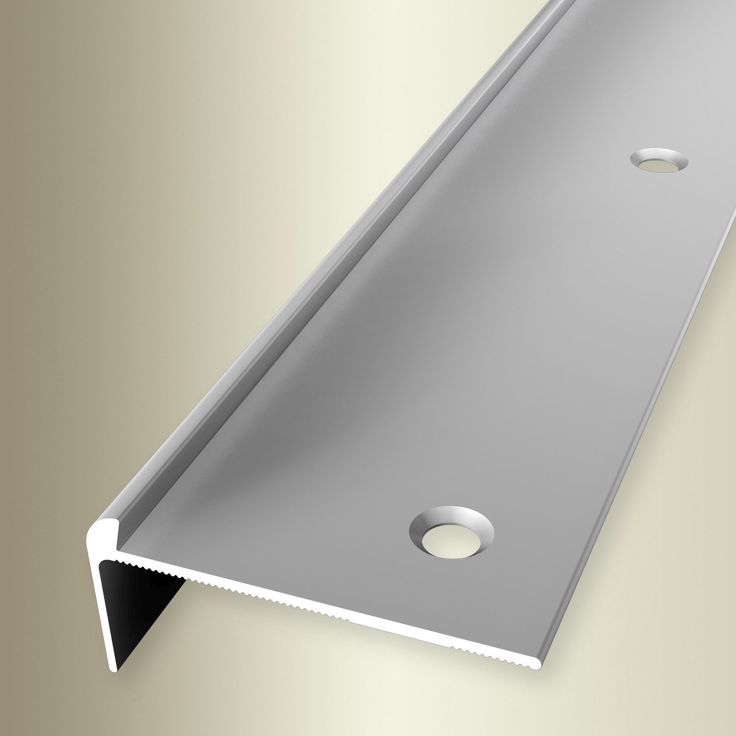 Küberit Treppenkantenprofil 20 x 48 x 2500 mm Winkelprofil Silber Gebohrt Aluminium