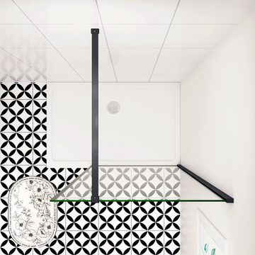 duschspa Duschwand Schwarz 8mm ESG Glaswand Walk in Dusche Trennwand Duschwand, Einscheibensicherheitsglas, Sicherheitsglas, (Set), Glas