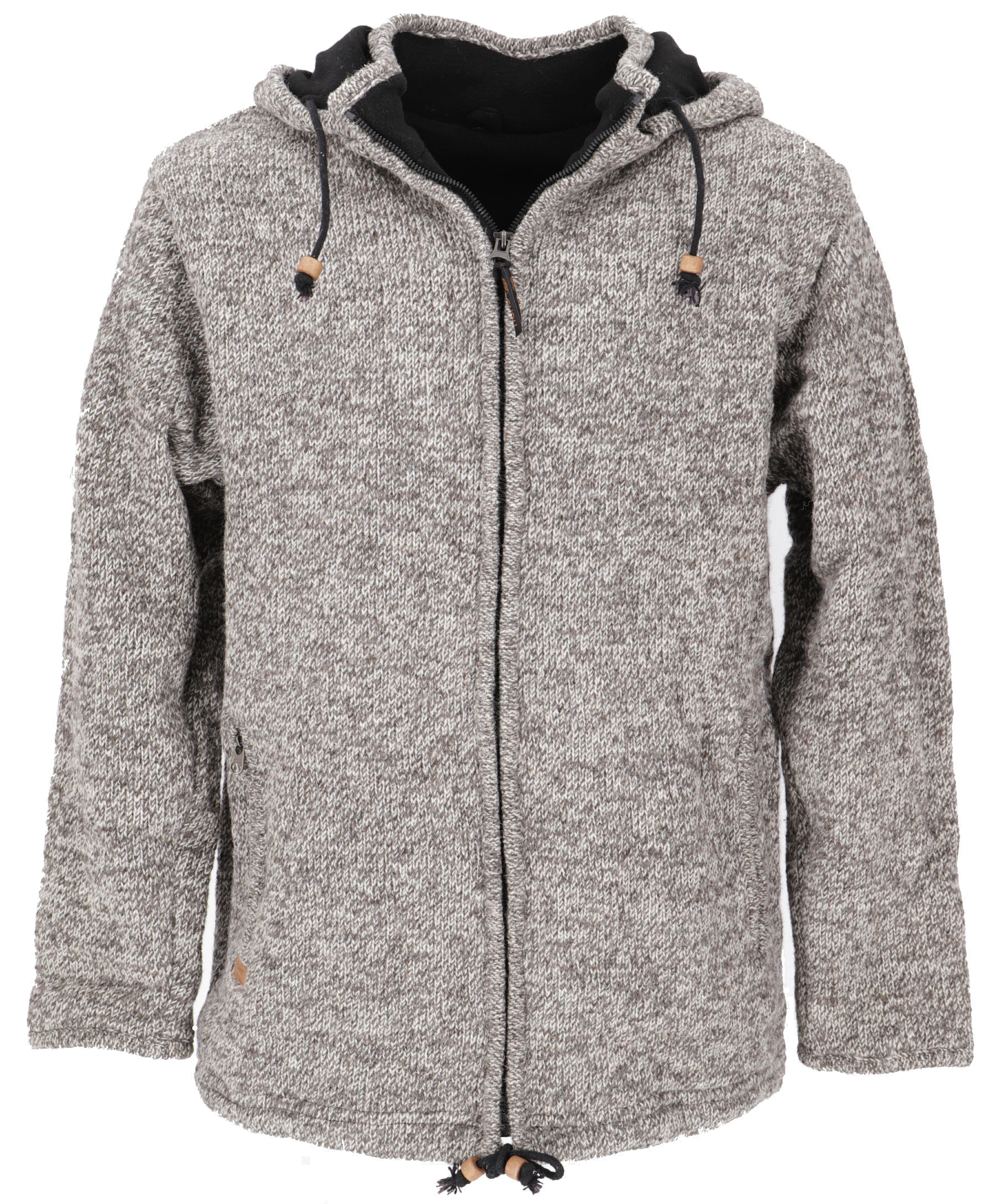 Guru-Shop Strickjacke Wolljacke aus Nepal, warme gefütterte.. alternative Bekleidung