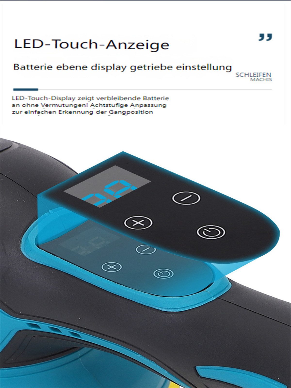 Insma Cordless Car Polisher, 8-Speed, with LED Display and 1x Battery