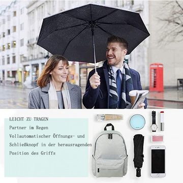 GelldG Taschenregenschirm Regenschirm, winddicht, automatisch, zusammenklappbar, mit Knopf