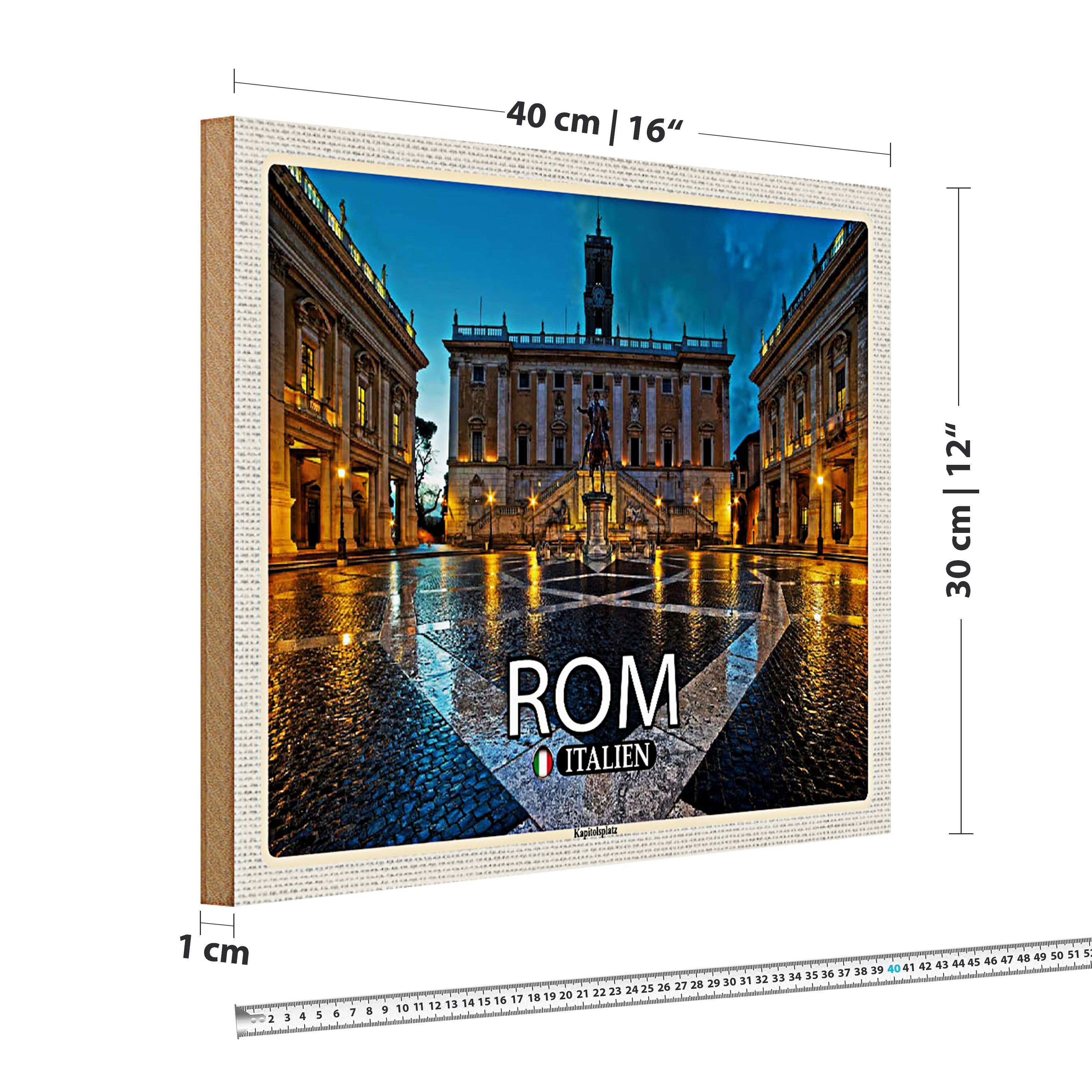 Roomando Holzbild Reise Rom Italien Kapitolsplatz Architektur 40x30cm