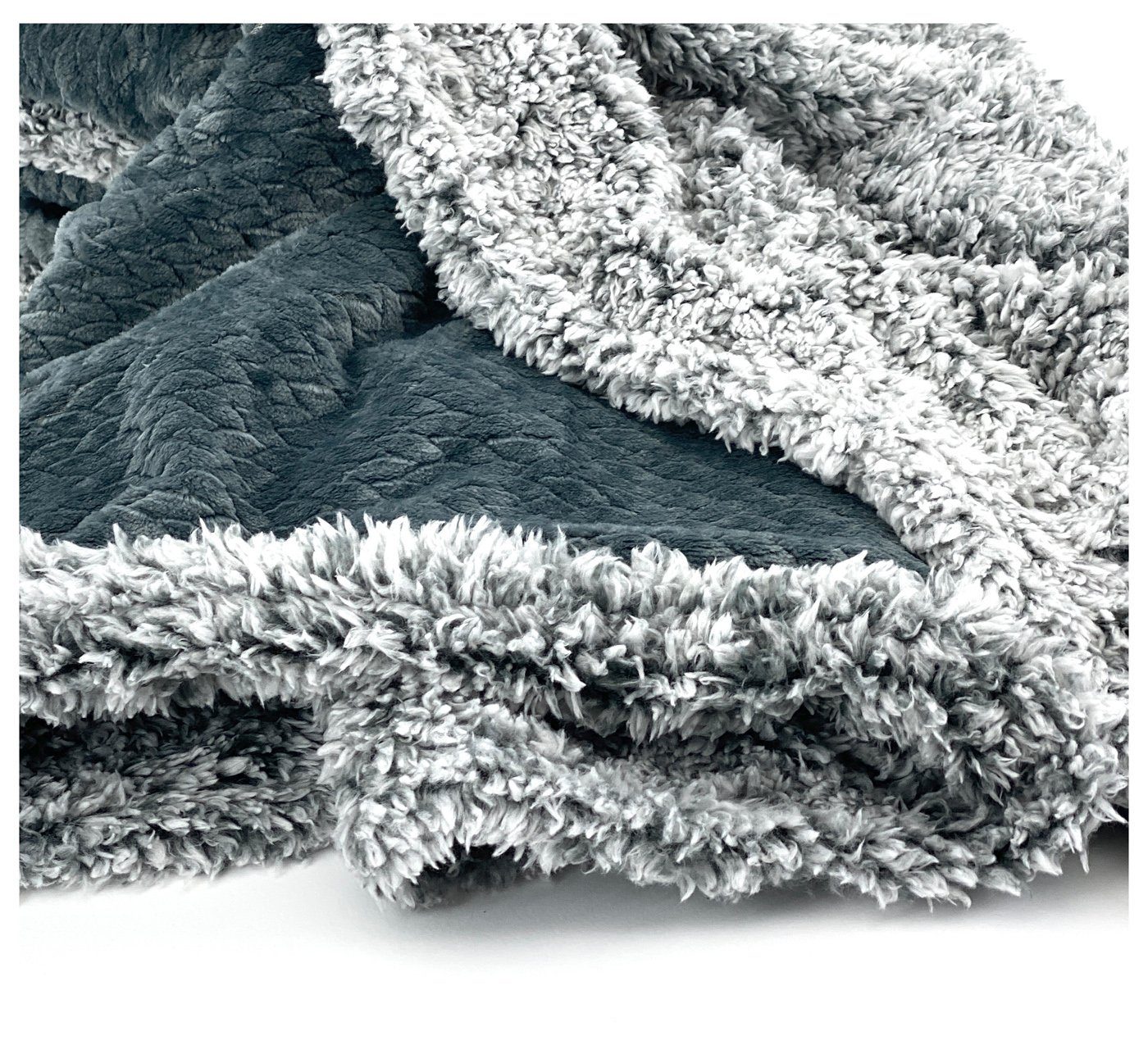 Wohndecke Flauschig warme Kuscheldecke Samt Jaquard Flanell, heimtexland, mit Teddy Plüsch - kuschelig weich - Premium - fusselfrei