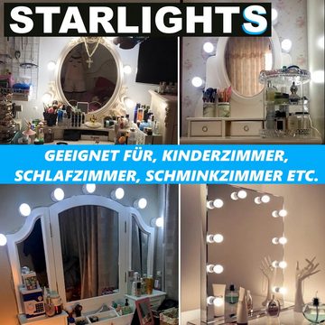 MAVURA LED Spiegelleuchte STARLIGHTS Hollywood Spiegellampen Set 3 Farben, Make Up Lampen Hollywood Lichter Dimmbar, Schminklicht