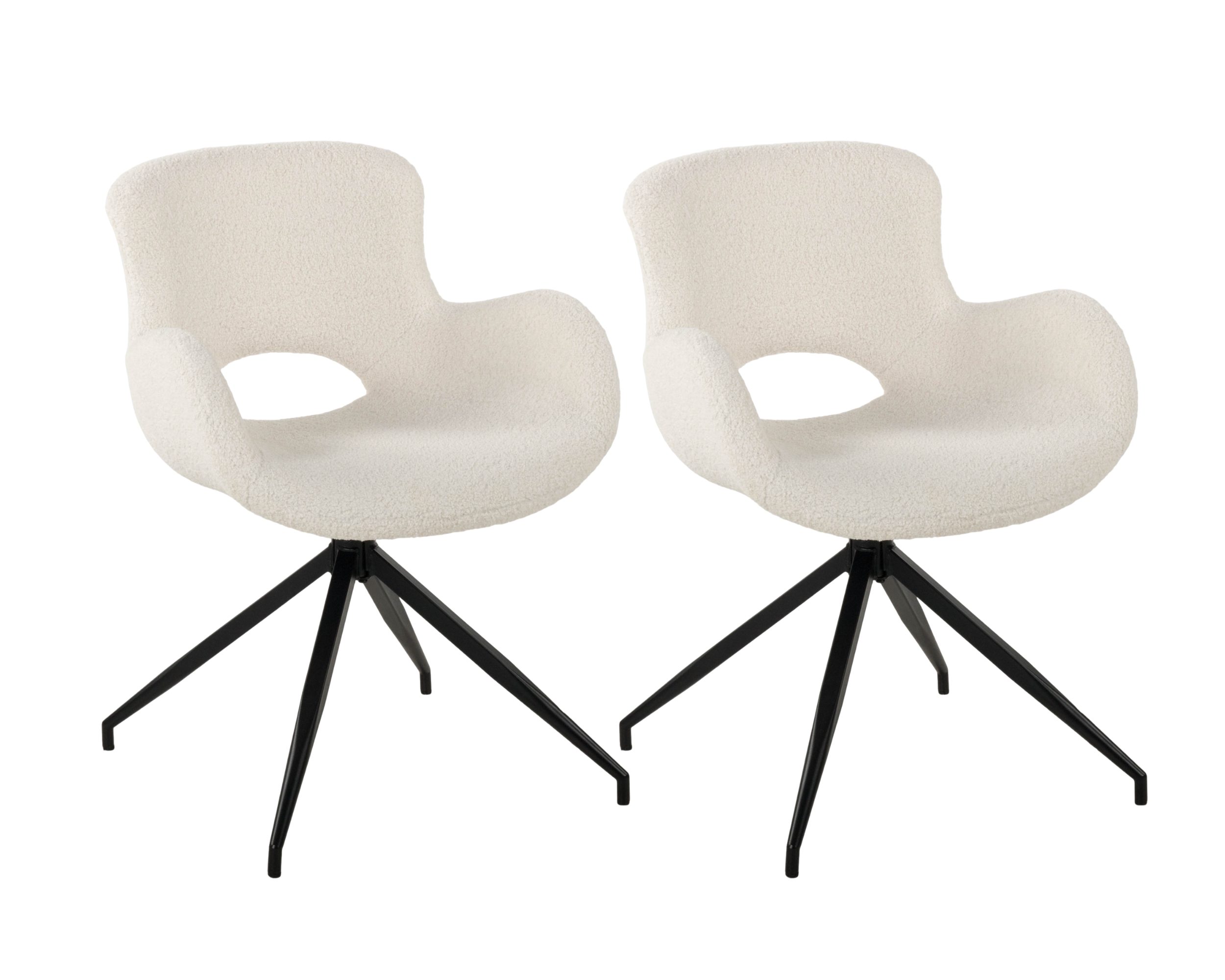Duo Collection Esszimmerstuhl Polsterstuhl Stella (2er Set), creme weiß Boucle Bezugsstoff, Metallgestell, drehbar, modern