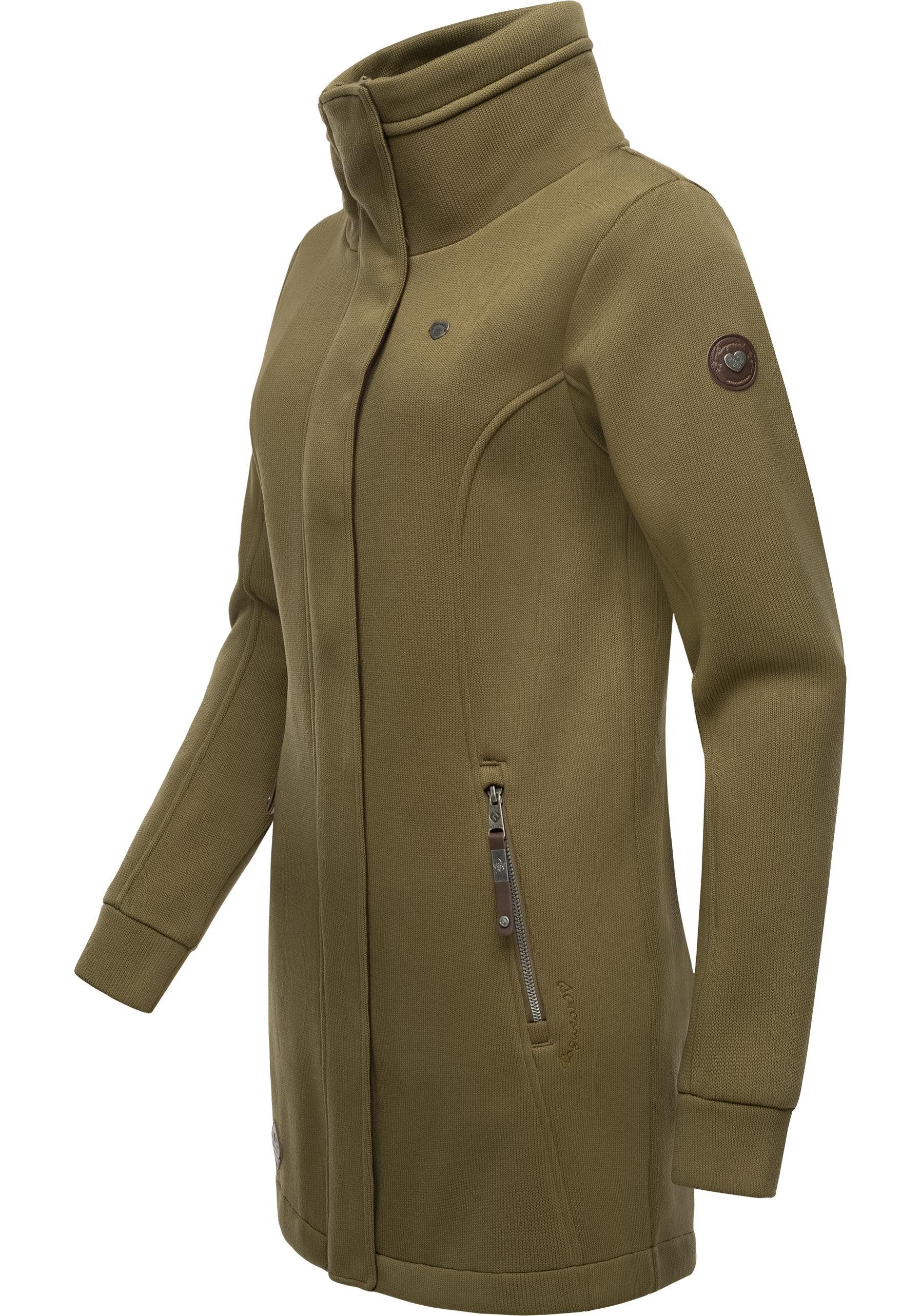 Ragwear Sweatjacke Letrice Bonded Elegante Zip-Jacke mit hohem Kragen in Feinstrickoptik
