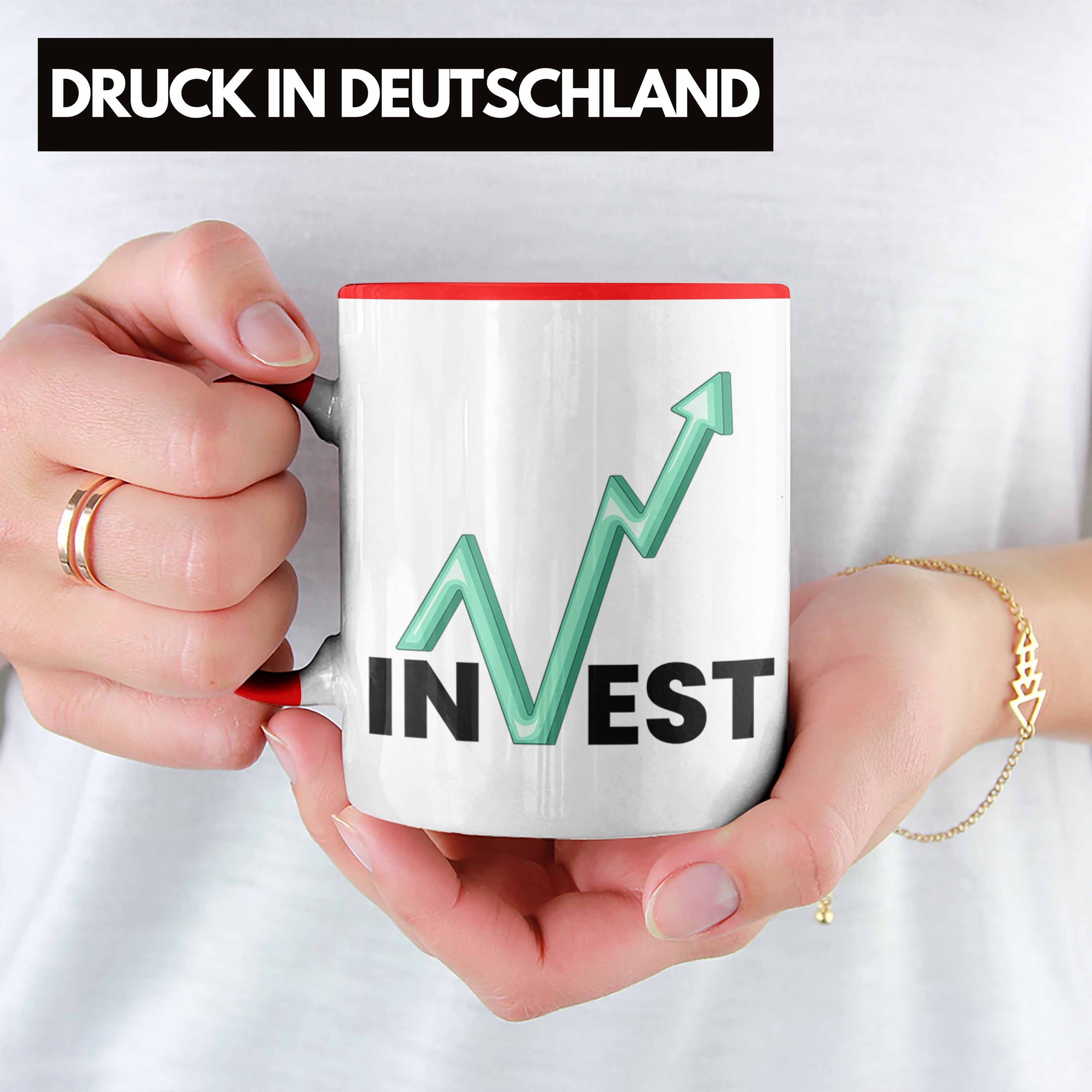 Investment Geschenk für "Invest" Tasse Trendation Trader Tasse Rot Börsenfans und Li Aktien