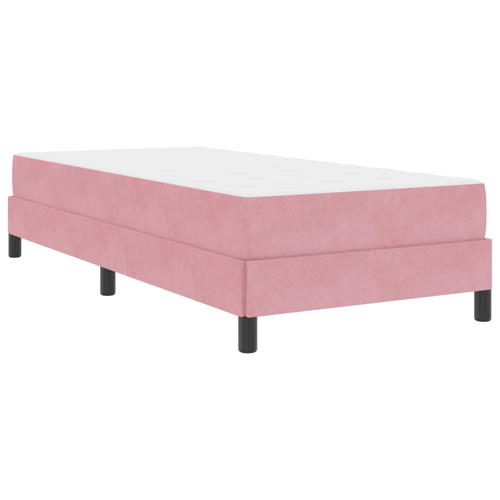 vidaXL Bed Box Spring Bed with Mattress Pink 100 x 200 cm Fabric (1-piece)