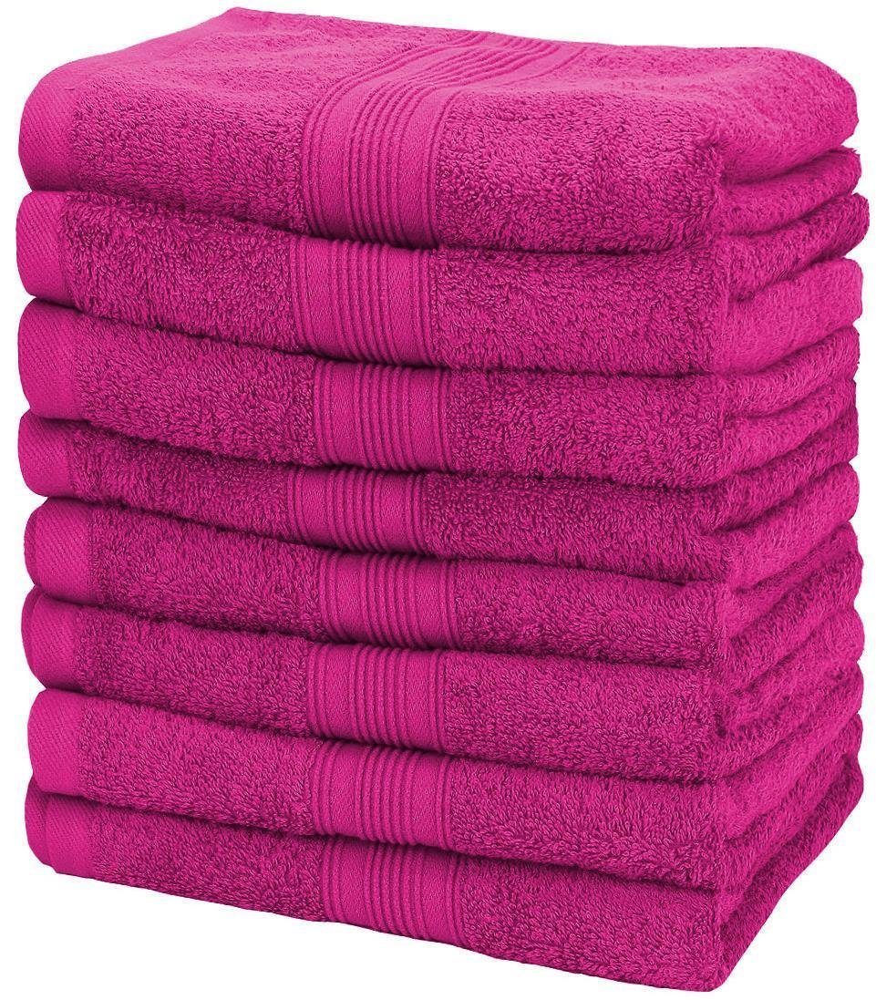 8X Handtücher 500gsm mit x 50 Handtücher (8-St), Frottier 100% Aufhänger, NatureMark Handtuch (8er-Set), Pink 100cm, Baumwolle