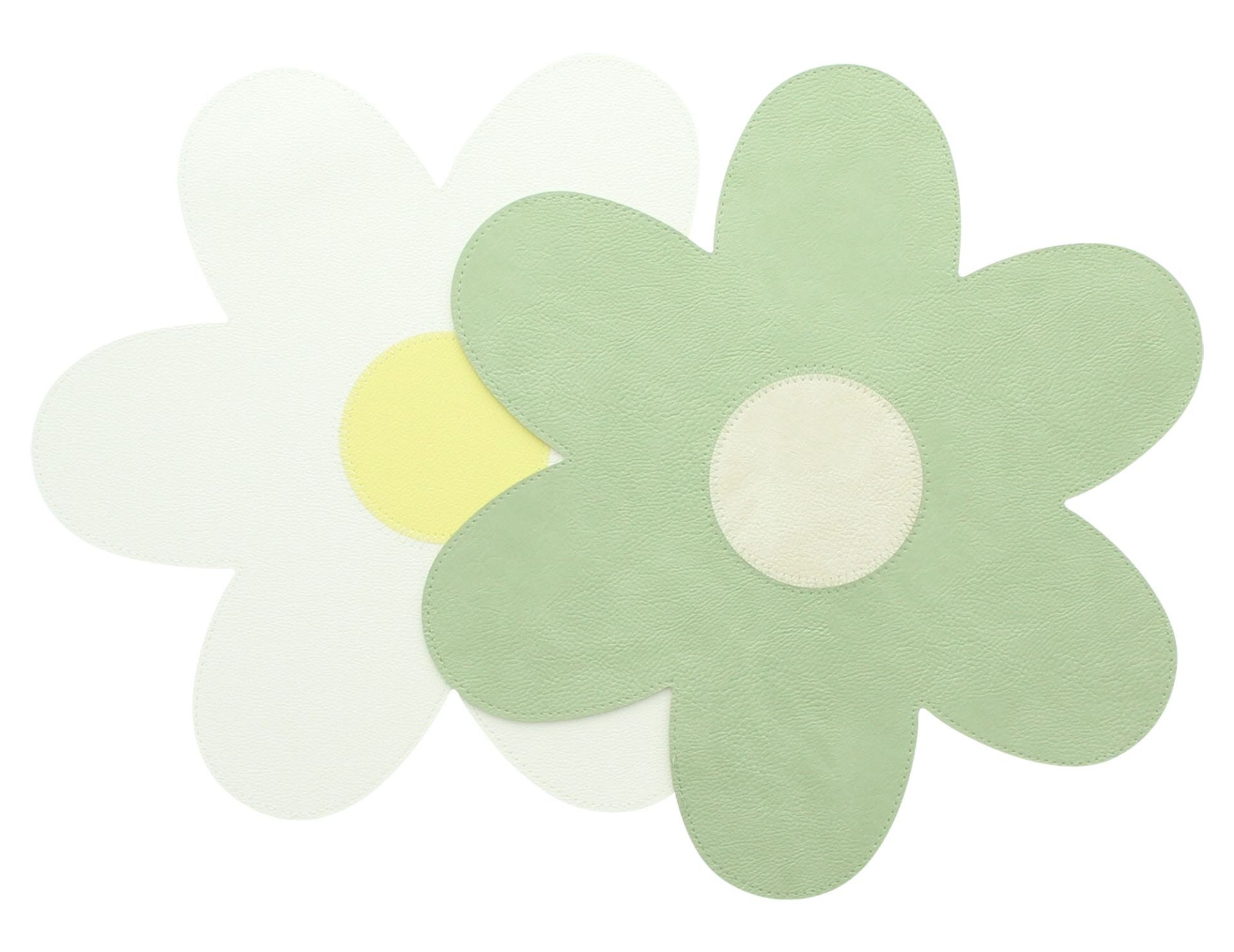 Home-trends24.de Platzset Blume Kunstleder Tischset Tischmatte Platzset grün weiß 2er-Set, Für den Innen- und Außenbereich nutzbar – Bild 3 von 4