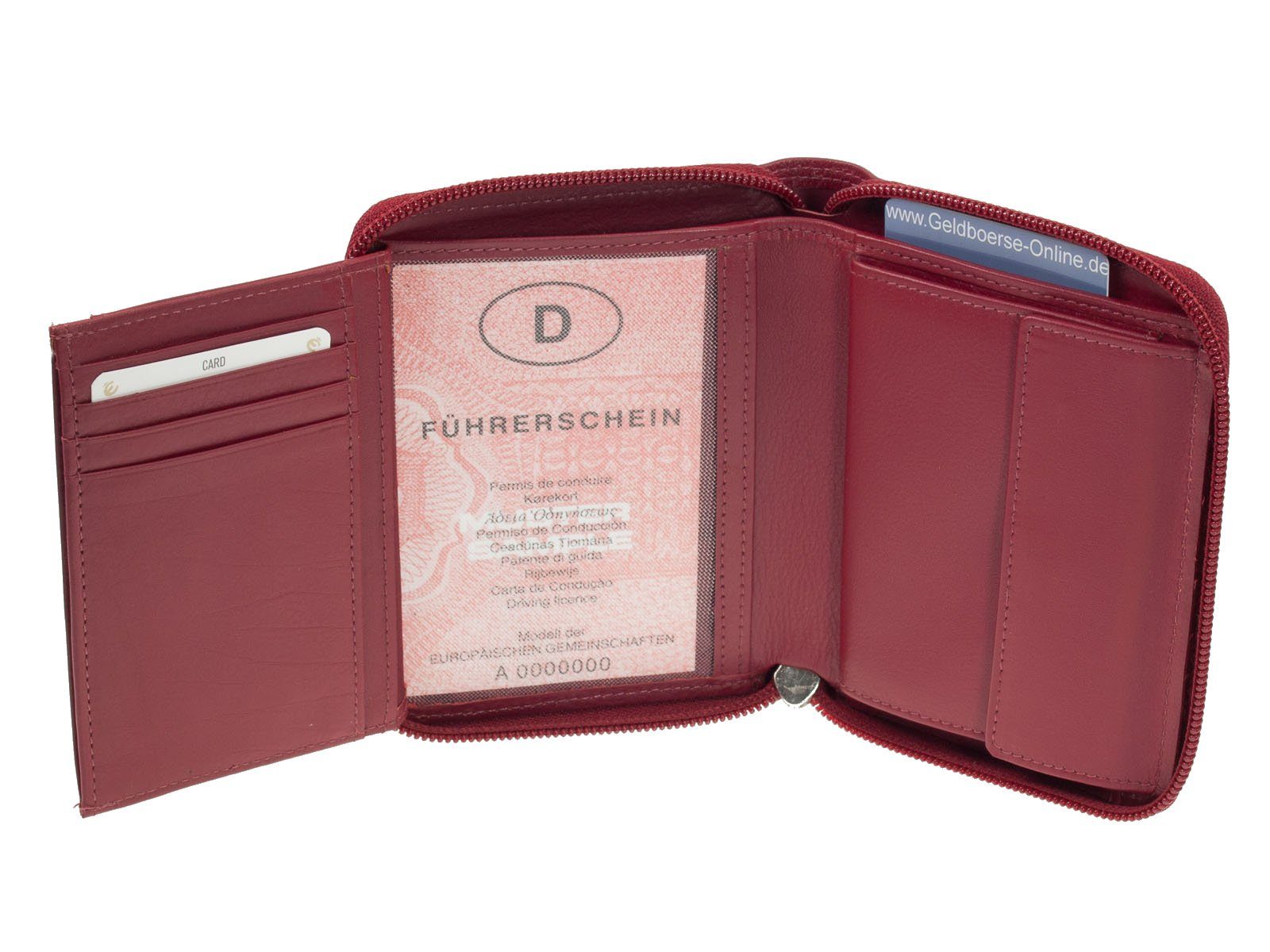 Esquire Geldbörse aus Esquire Leder Damen Duo Geldbörse 0956-59 Reißverschluss Red Leder Rot
