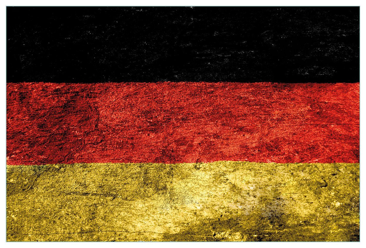 schwarz (1-tlg) Wallario Küchenrückwand in rot Deutschland-Fahne gold, Verwitterte