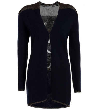 TUZZI Strickjacke »TUZZI Strickjacke reizender Damen Langarm-Cardigan mit eingearbeitetem Rosen-Muster Sweat-Jacke Blau«
