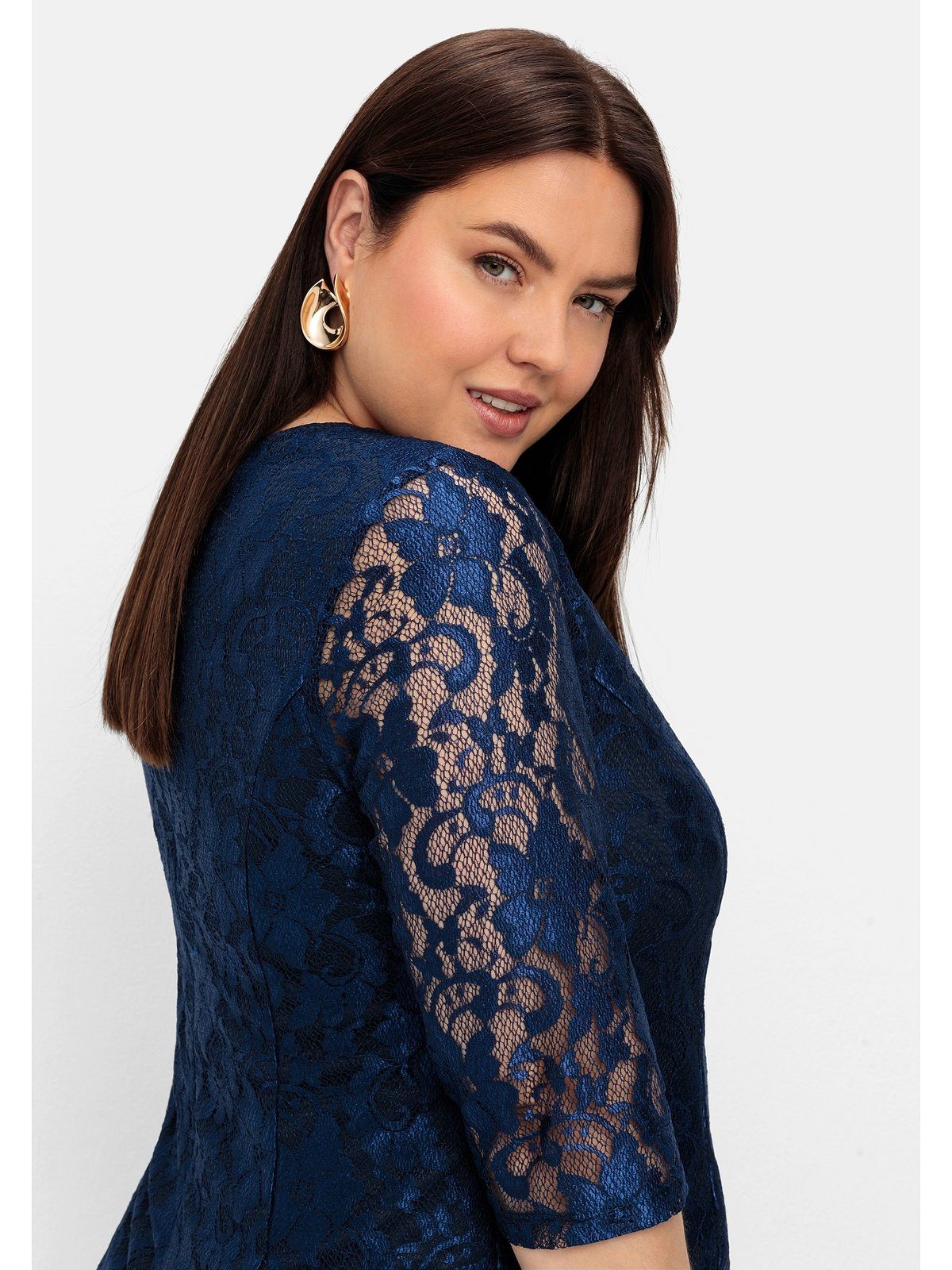 Sheego Abendkleid Große Größen mit floraler Spitze