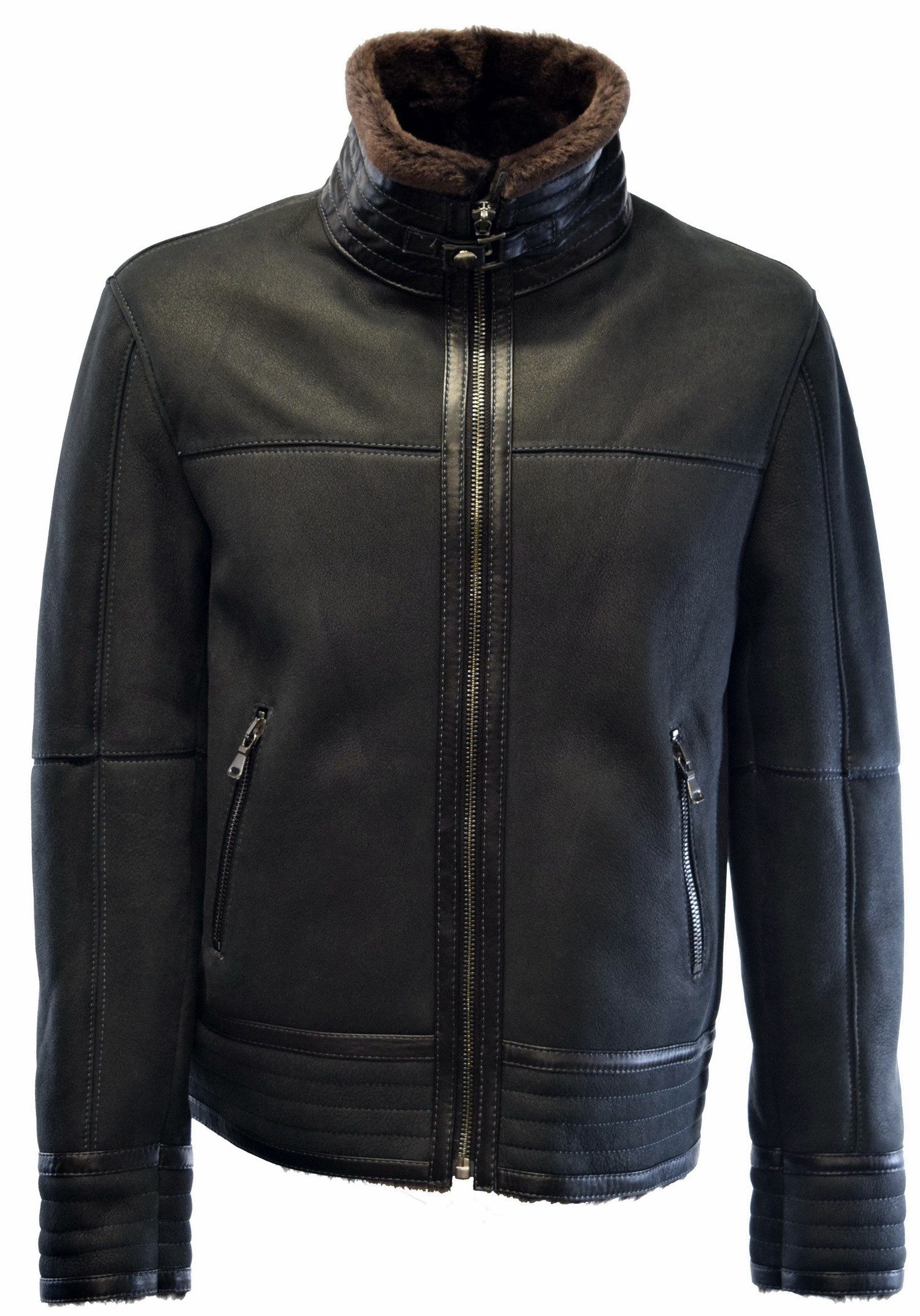 Zimmert Leather Lederjacke Mark Lammfelljacke, Herren, Schwarz, Anthrazit, günstig online kaufen