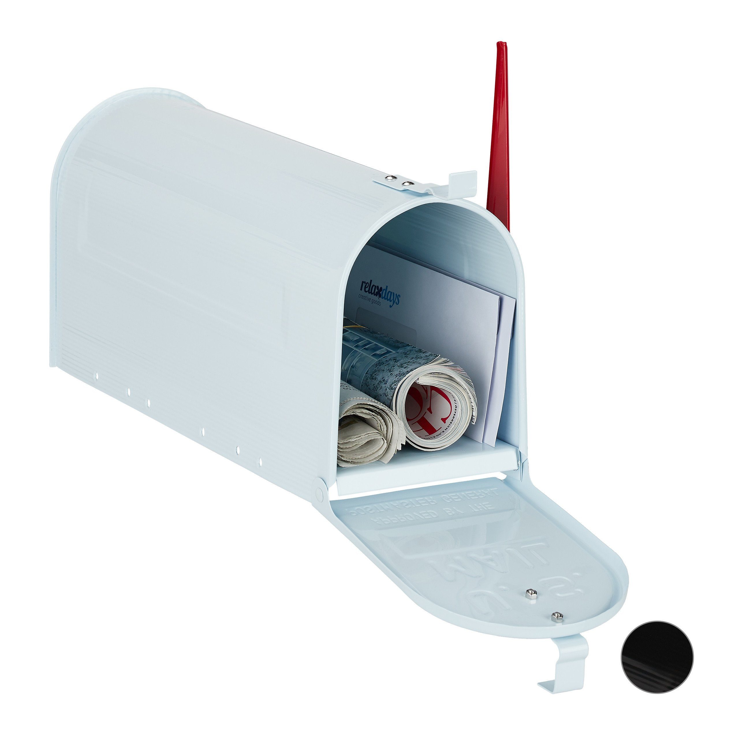 relaxdays Briefkasten US Mailbox Postkasten, weiß