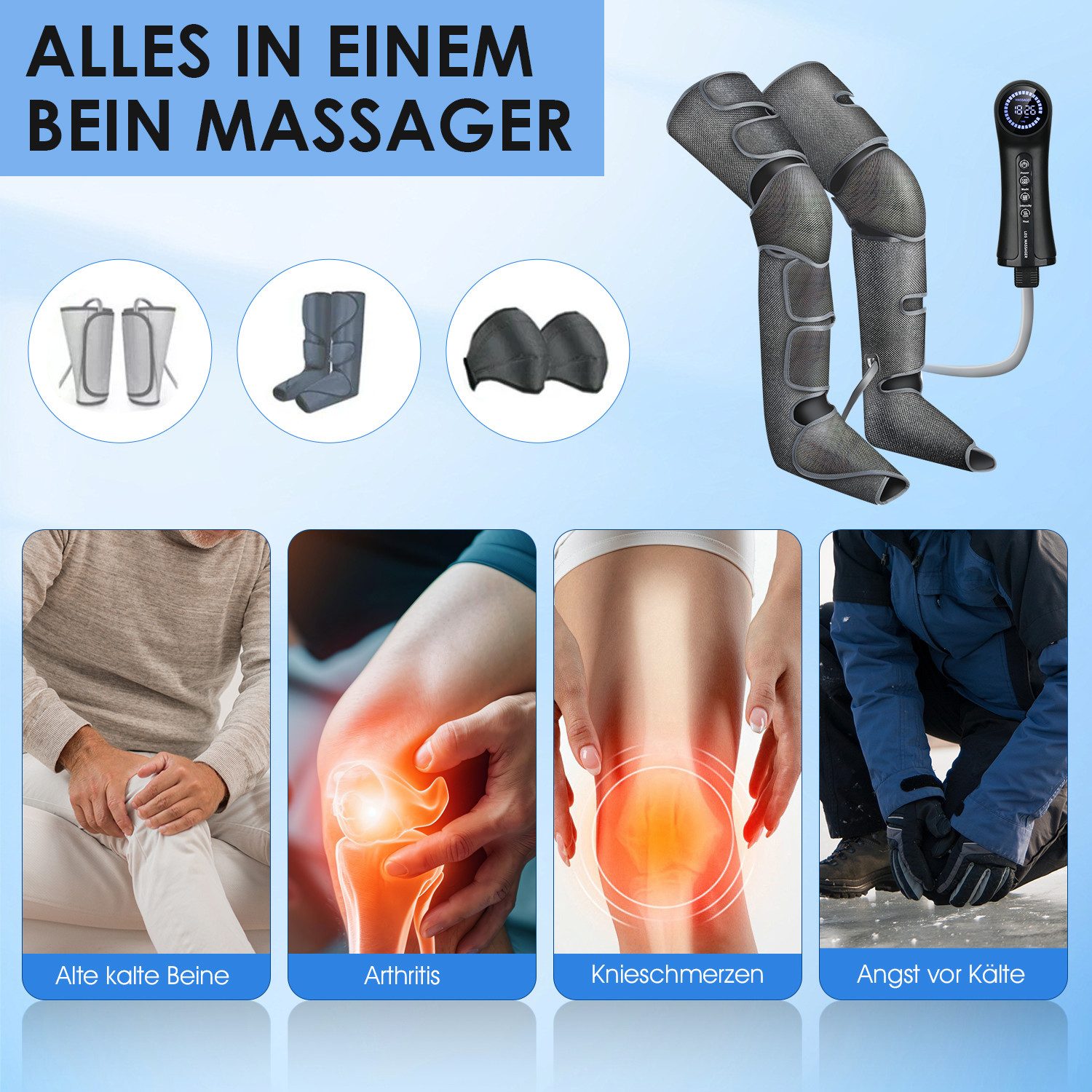 oyajia Massagegerät Beinmassagegerät für bessere Durchblutung mit 3 Modi, 5 Intensitäten, Beinmassagegerät Set zur Förderung der Blutzirkulation und Entspannung – Bild 5 von 5