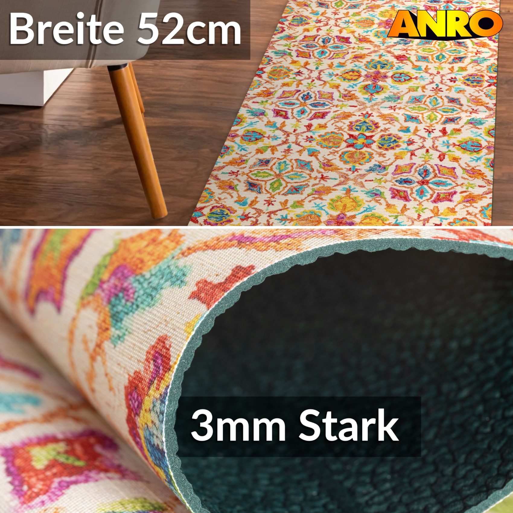 ANRO Küchenläufer GreenLine Teppichläufer Textil, Rechteckig, Höhe: 3 mm, B günstig online kaufen