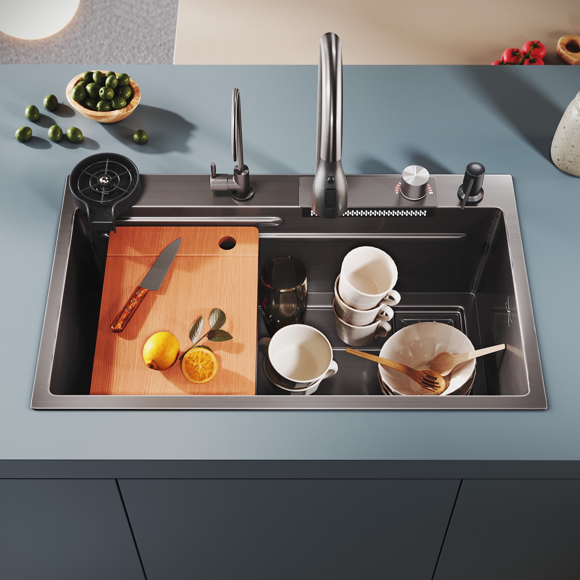 SONNI Küchenspüle Multifunktionale Küchenspüle, Edelstahl, zwei Größen, Rechteck, 45/75 cm, 75/45 cm, 80/45cm Delstahl Spülbecken