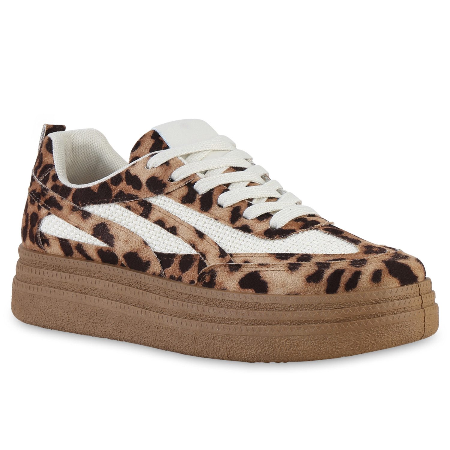 VAN HILL 841519 Plateausneaker Damen Plateau Sneaker Schnürer Bequeme Basic Freizeit