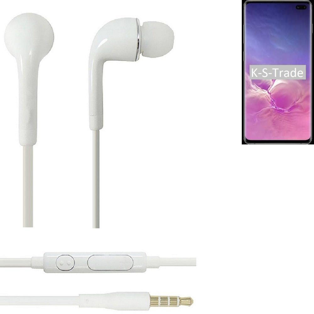 (Kopfhörer S10+ Galaxy In-Ear-Kopfhörer Headset Mikrofon K-S-Trade für weiß Samsung 3,5mm) u (Dual-SIM) mit Lautstärkeregler