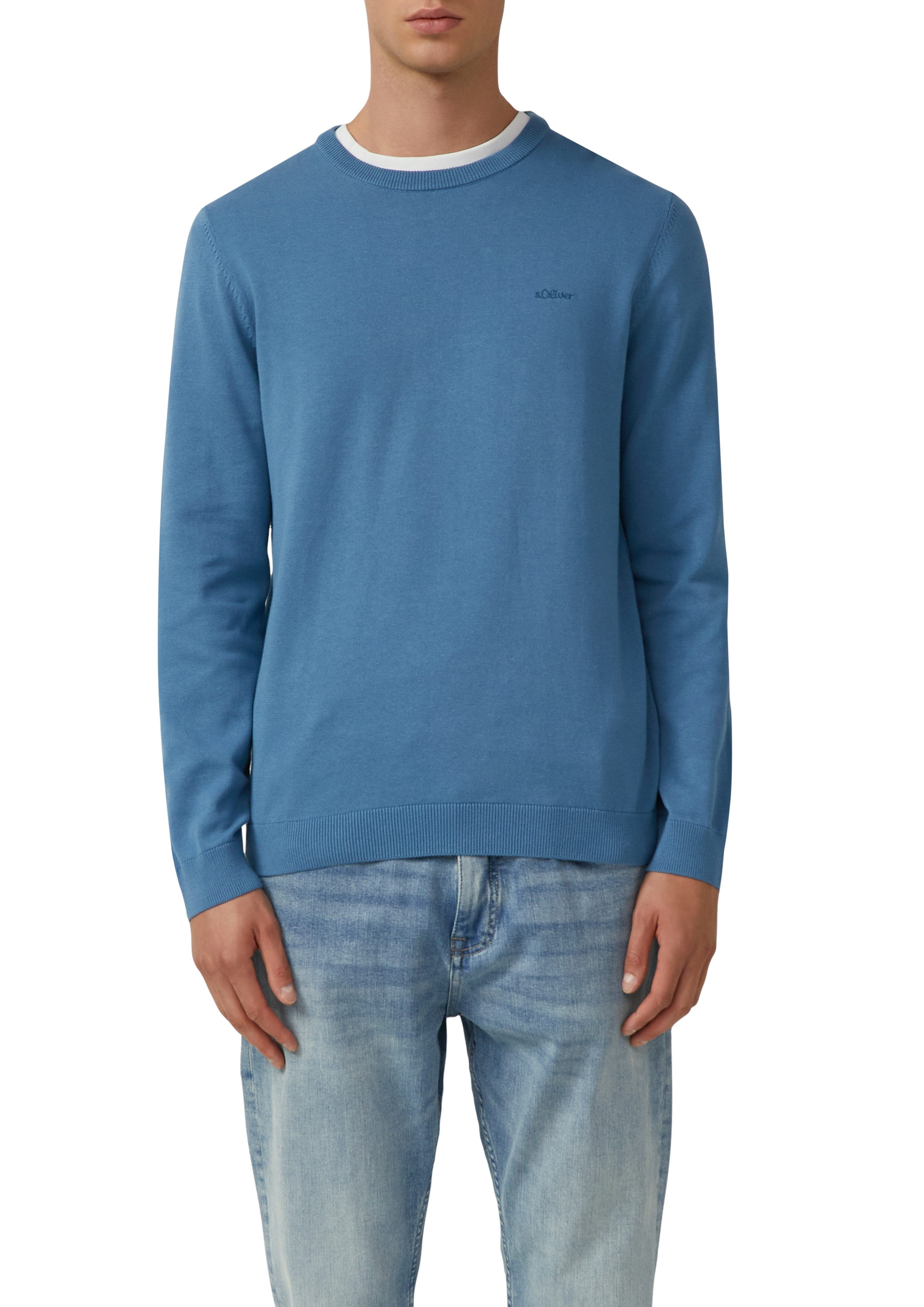s.Oliver Rundhalspullover mit Logo Stickerei