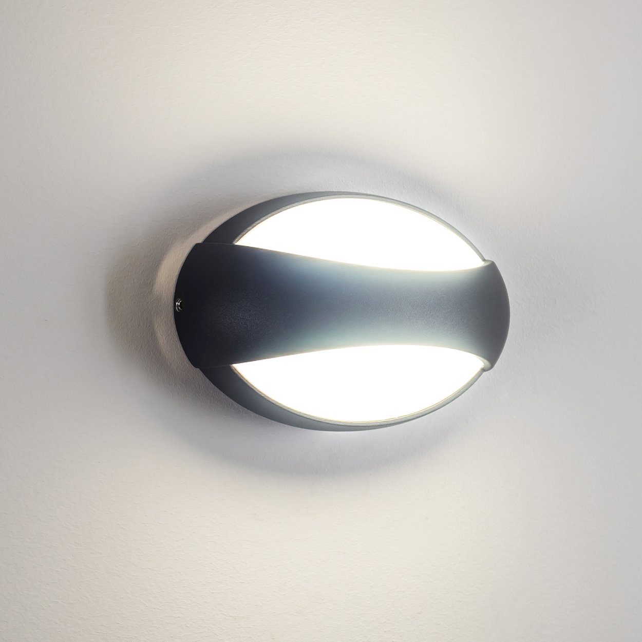 hofstein Außen-Wandleuchte »Aringo« moderne LED Außenwandleuchte Lampe aus IP54, für Kelvin, 4100 Hauswand in Alumnium die Anthrazit, Aussenleuchte ideal mit