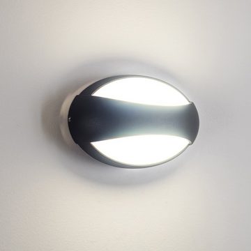 hofstein Außen-Wandleuchte »Aringo« moderne LED Außenwandleuchte aus Alumnium in Anthrazit, 4100 Kelvin, Aussenleuchte mit IP54, Lampe ideal für die Hauswand