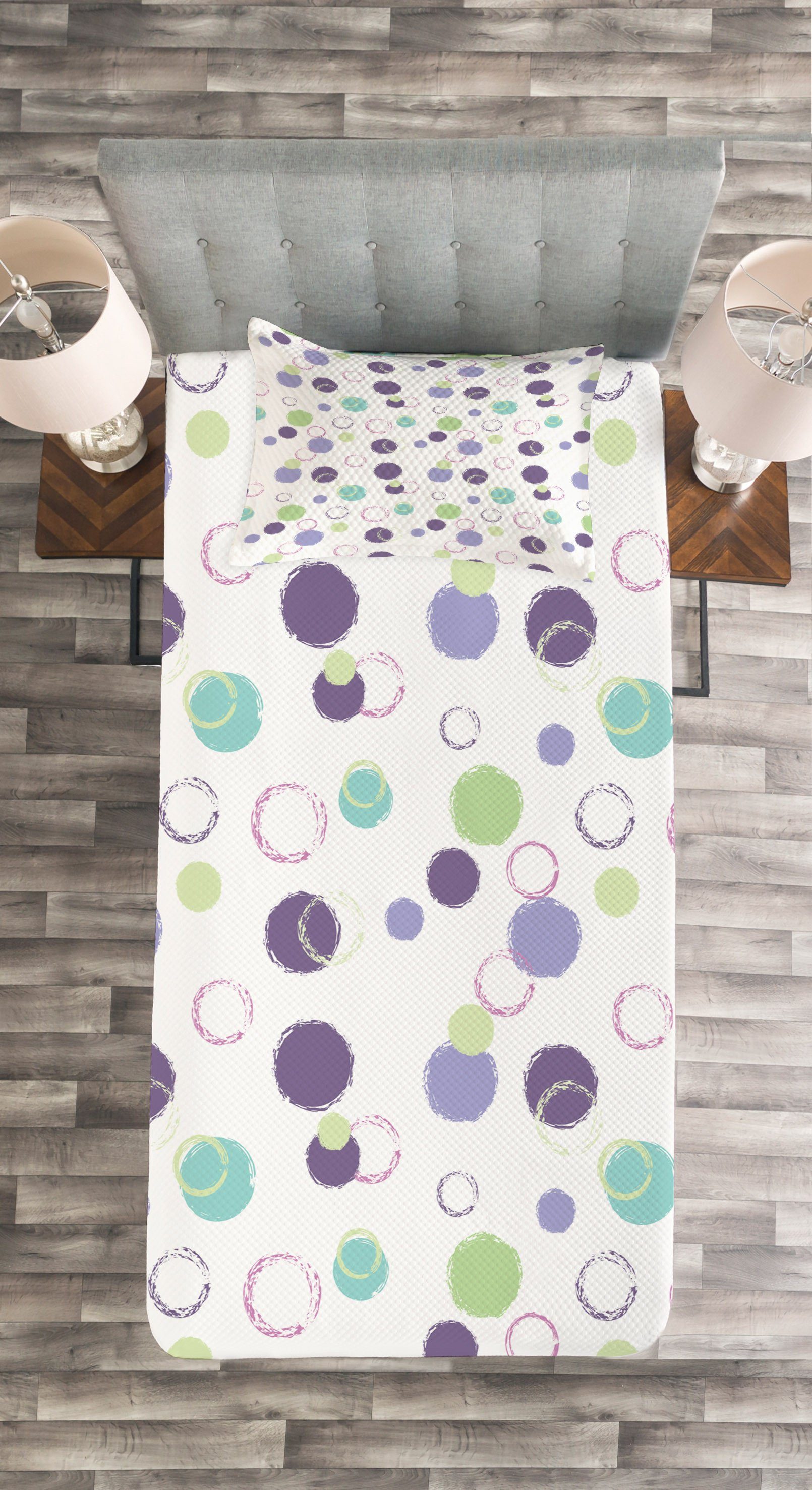 Plain Bicolor Kissenbezügen Pastell auf Runden Waschbar, Abakuhaus, mit Set Tagesdecke