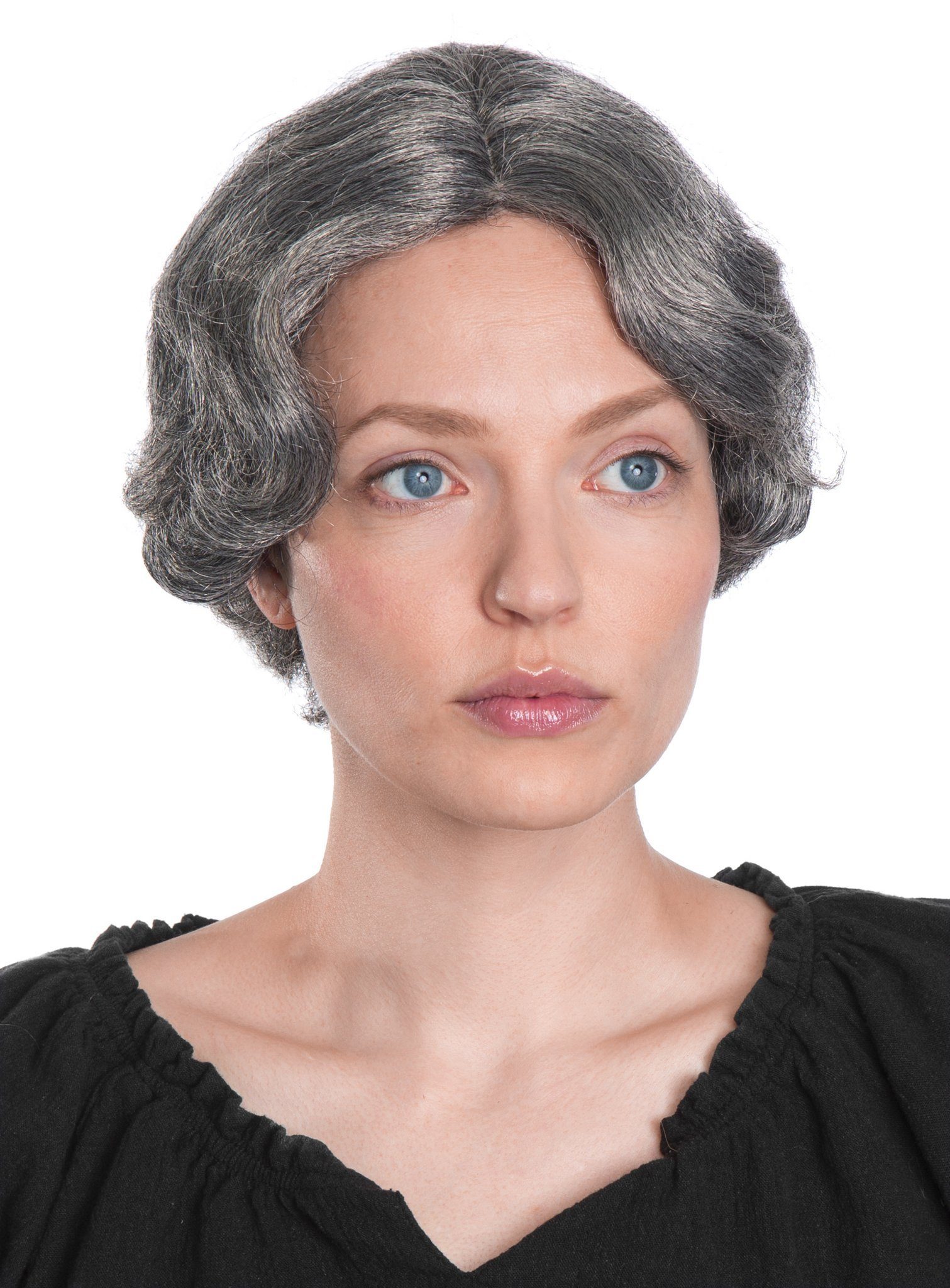 Maskworld Kostüm-Perücke Gewellte Kurzhaarperücke grau - Faschingsperücke