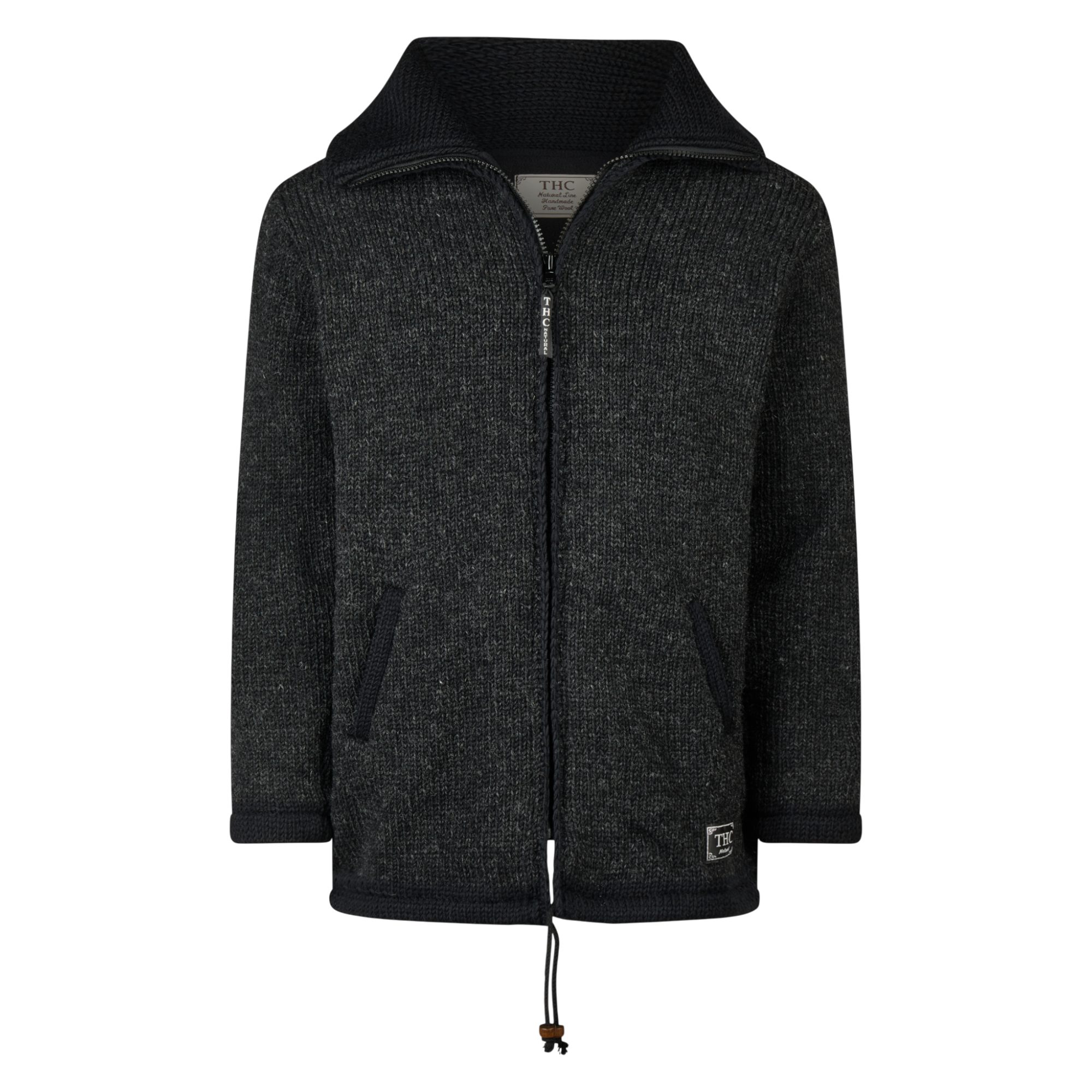 THC Natural Line Strickmantel THC Strickmantel 901 anthrazit (1 Stück, 1-tlg., 1 Stück) Strickjacke mit zur Kapuze umwandelbaren Kragen