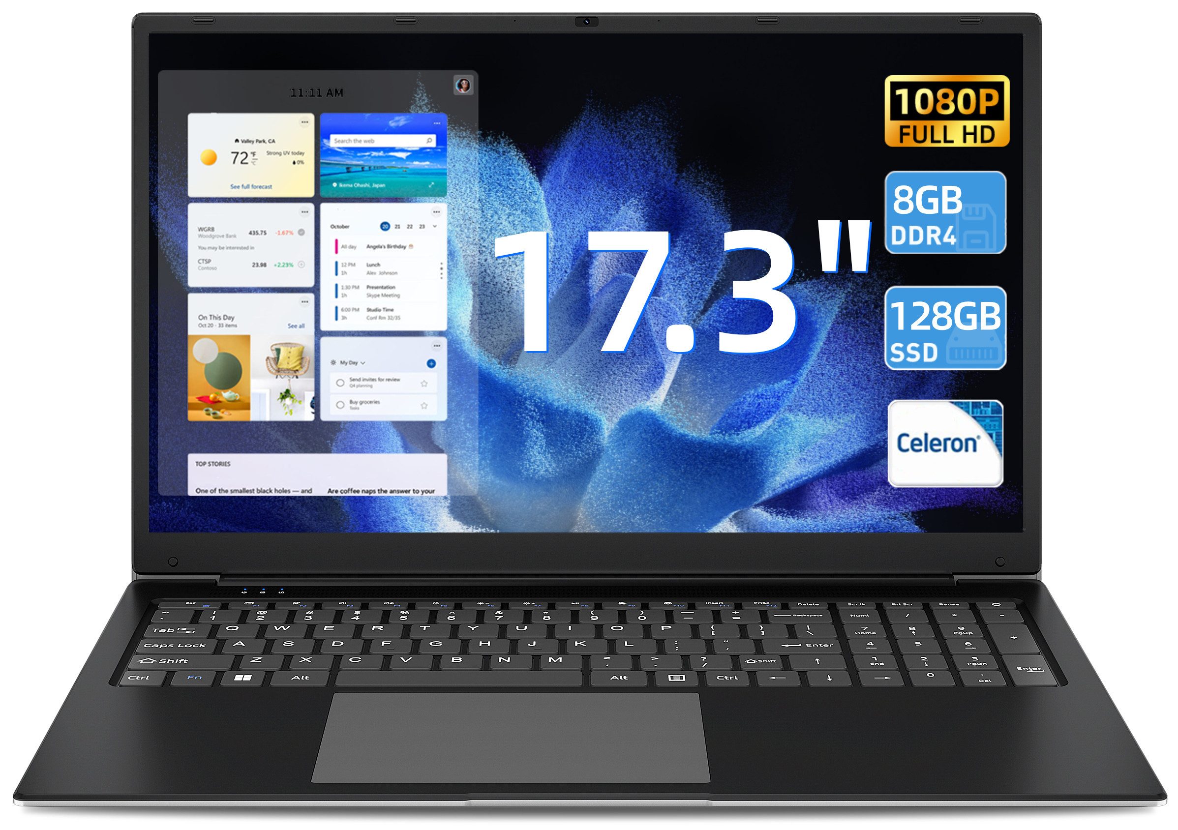 MENGHU 17,3 Zoll Laptop Intel Celeron N4020 8 GB RAM 128 GB SSD Win 11 Notebook (Intel Celeron N4020 N4020, Intel® UHD Graphics 600, 8 GB, 128 GB SSD)