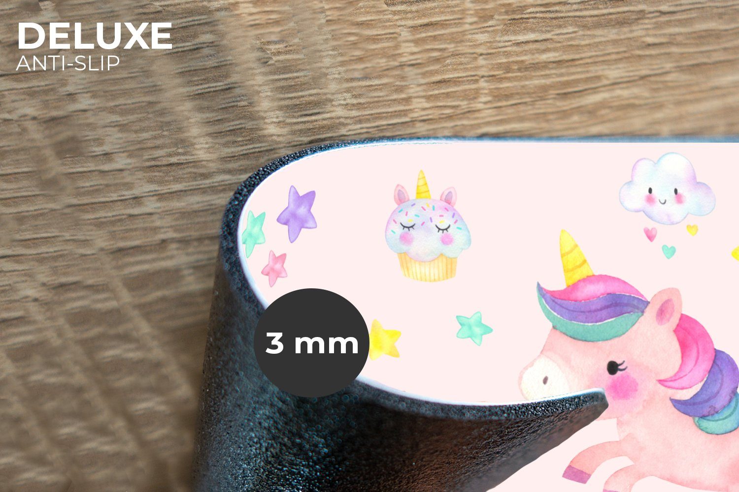 MuchoWow Platzset Einhorn - Regenbogen - Rosa - Mädchen - Kinder, (6-St), Platzset, Platzdecken, Platzmatte, Tischmatten, Schmutzabweisend