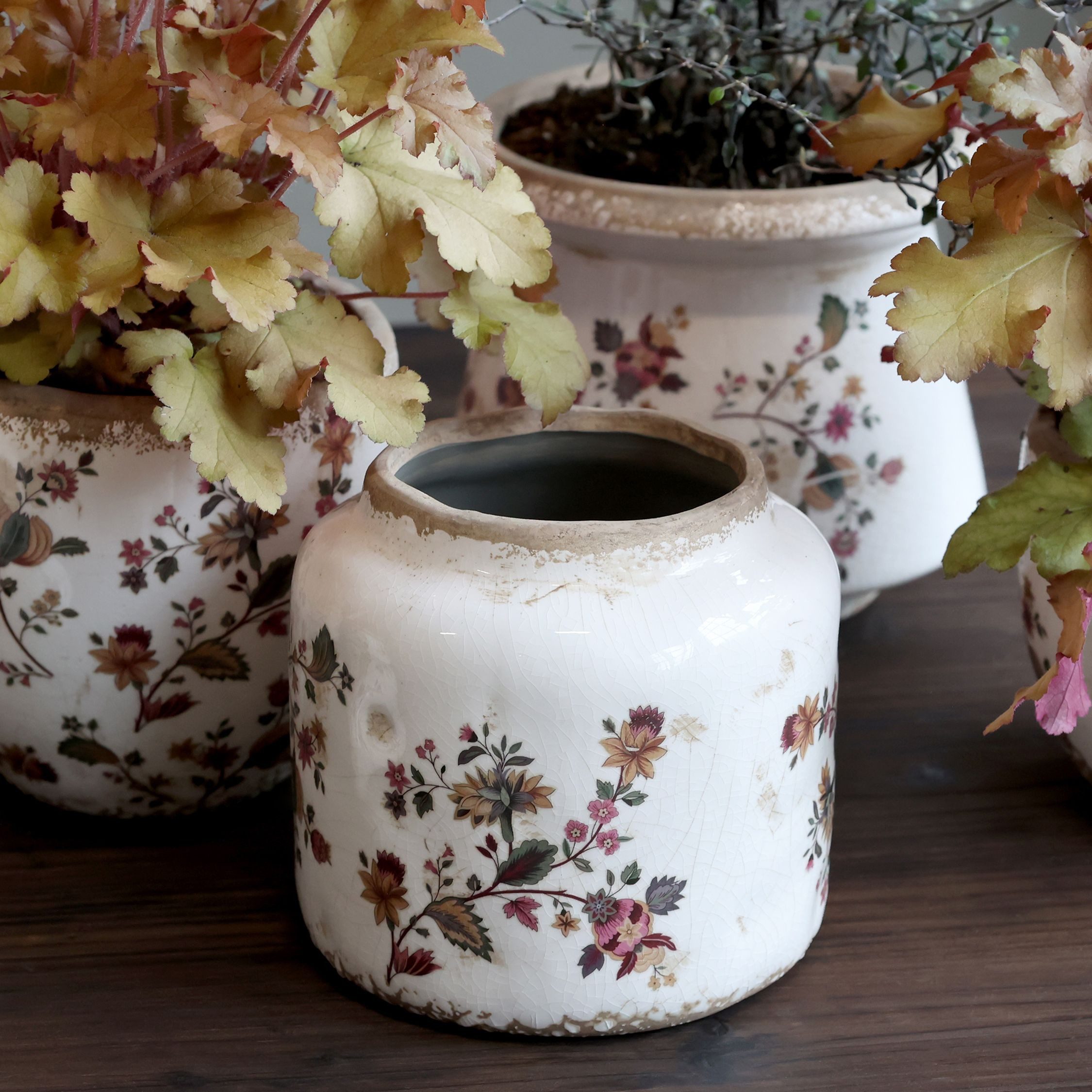 Übertopf Chic Antique Übertopf Nancy Blumenmotiv Vintage H13,5/D13,5 cm