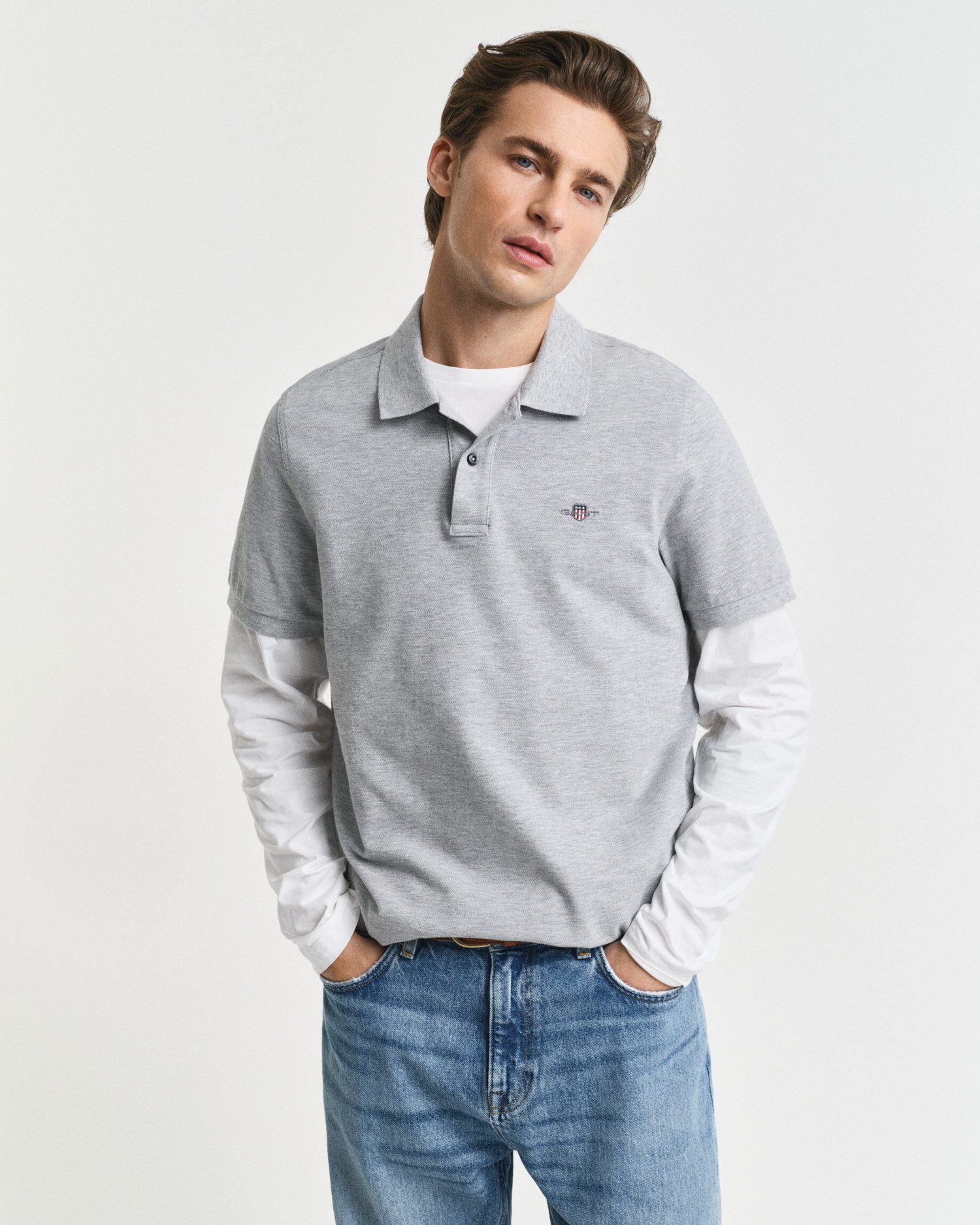 Gant Poloshirt REG SHIELD SS PIQUE POLO mit Logo und Flachstrickkragen 100% günstig online kaufen