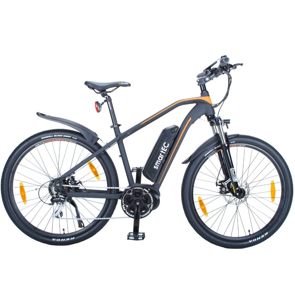 smartEC E-Bike Hill-28M E-Mountainbike 28 Zoll 13Ah, 7 Gang Shimano Tourney Schaltwerk, Kettenschaltung, Mittelmotor, 468,00 Wh Akku, Batterie, Unterstützung 25 km/h Scheibenbremse 90km Reichweite Anfahrhilfe StVZO