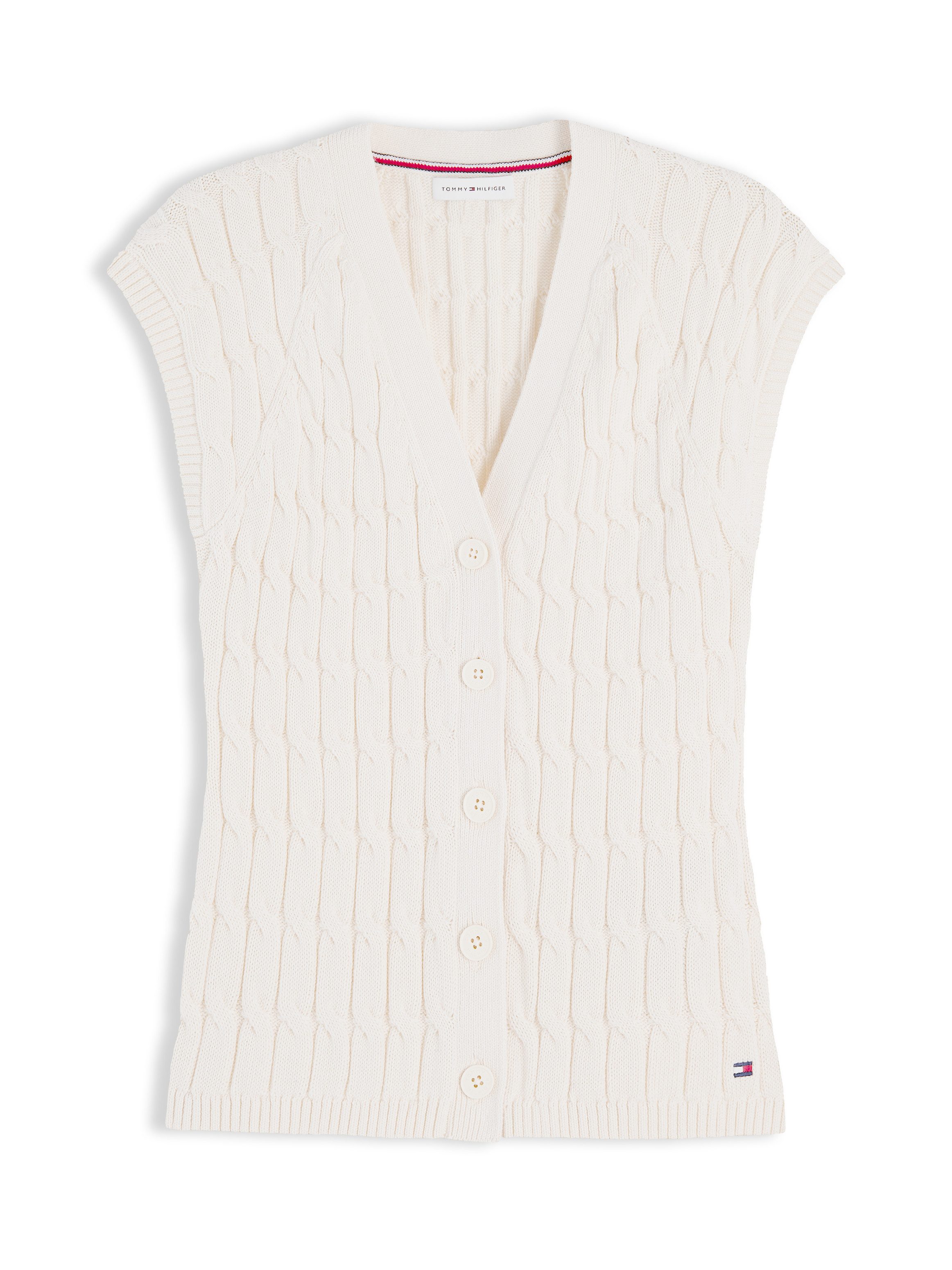 Tommy Hilfiger Strickweste MID GG CABLE VEST CARDI Baumwolle, mit Zopfstrickmuster – Bild 5 von 5