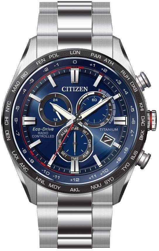 Citizen Funkchronograph CB5945-85L, Armbanduhr, Herrenuhr, Solar, Titan, Datum, Stoppfunktion
