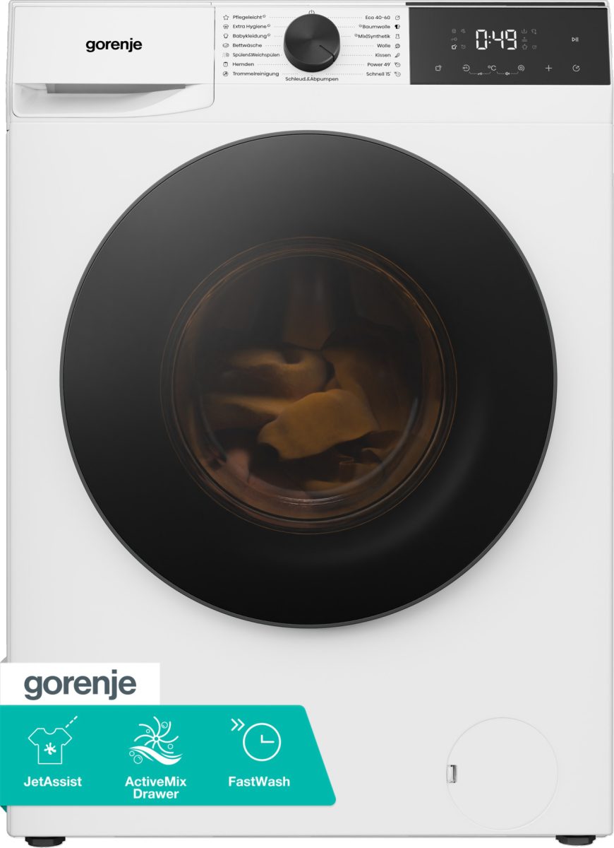 GORENJE Waschmaschine G200 W53G2P84A3P2, 8 kg, 1400 U/min, 30% besser als Energieklasse A, Inverter PowerDrive Motor