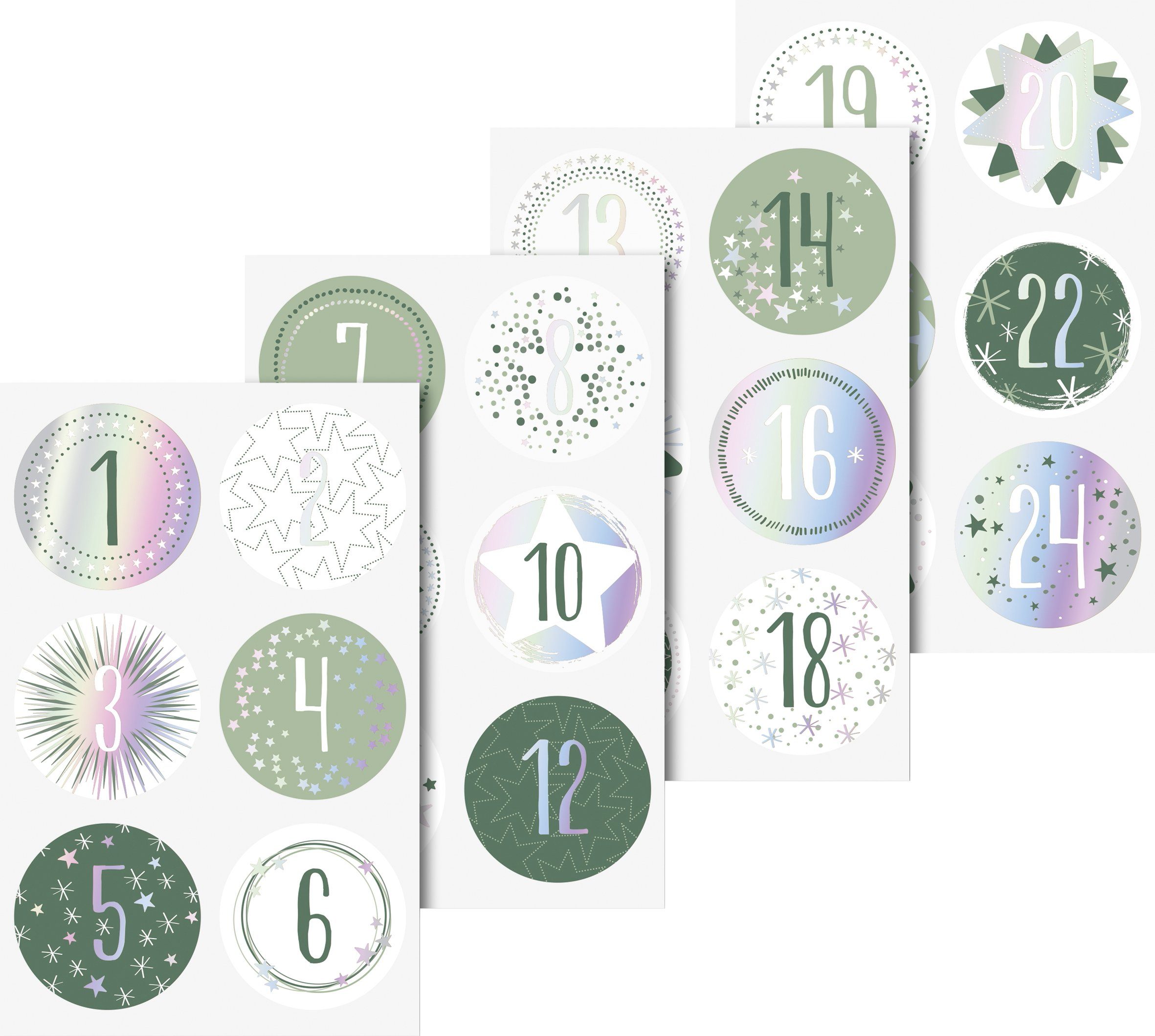 Heyda Deko-Buchstaben Sticker Adventszahlen (24 St), 24 Stück