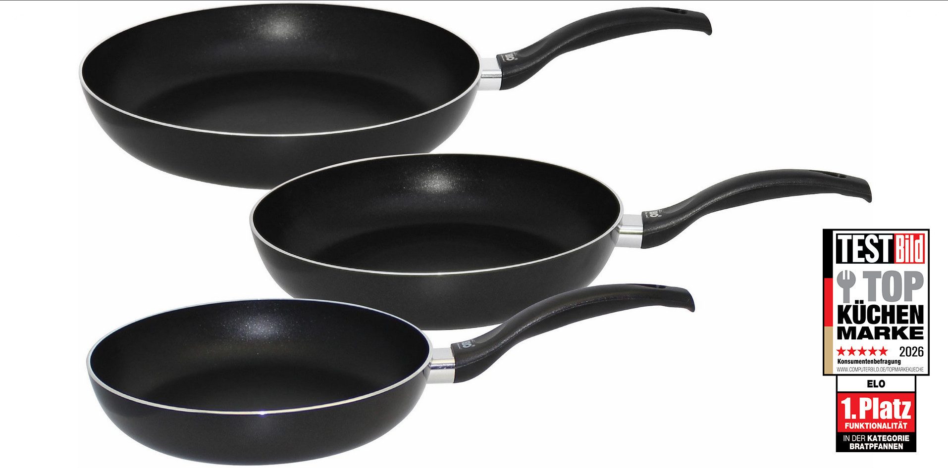 Elo Pfannen-Set Ducto 3 teilig, Aluminium (Set, 3-tlg., je 1 Pfanne Ø 20/24/28 cm), Induktion