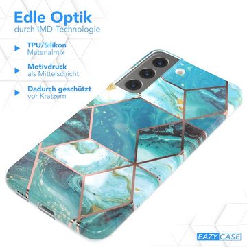 EAZY CASE Handyhülle IMD Motiv Cover für Samsung Galaxy S22 5G 6,1 Zoll, Etui Silikonhülle Dünn Design Ultra Case kratzfest Marmor Blau Grün