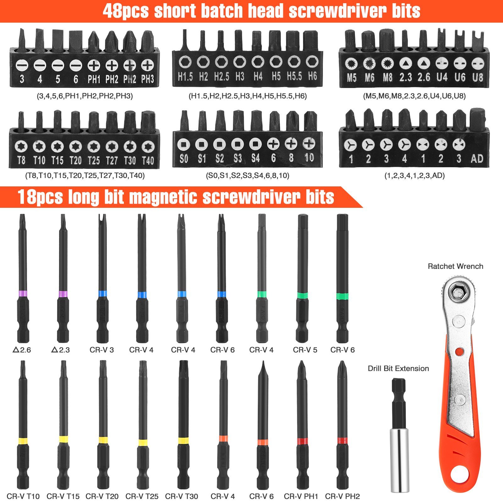 Feinwerkzeug BlingBin St), Magnetisch 68tlg Tlg (Packung, 68 Bit Ratsche Schrauber-Bitsatz, Set Bit-Schraubendreher 68