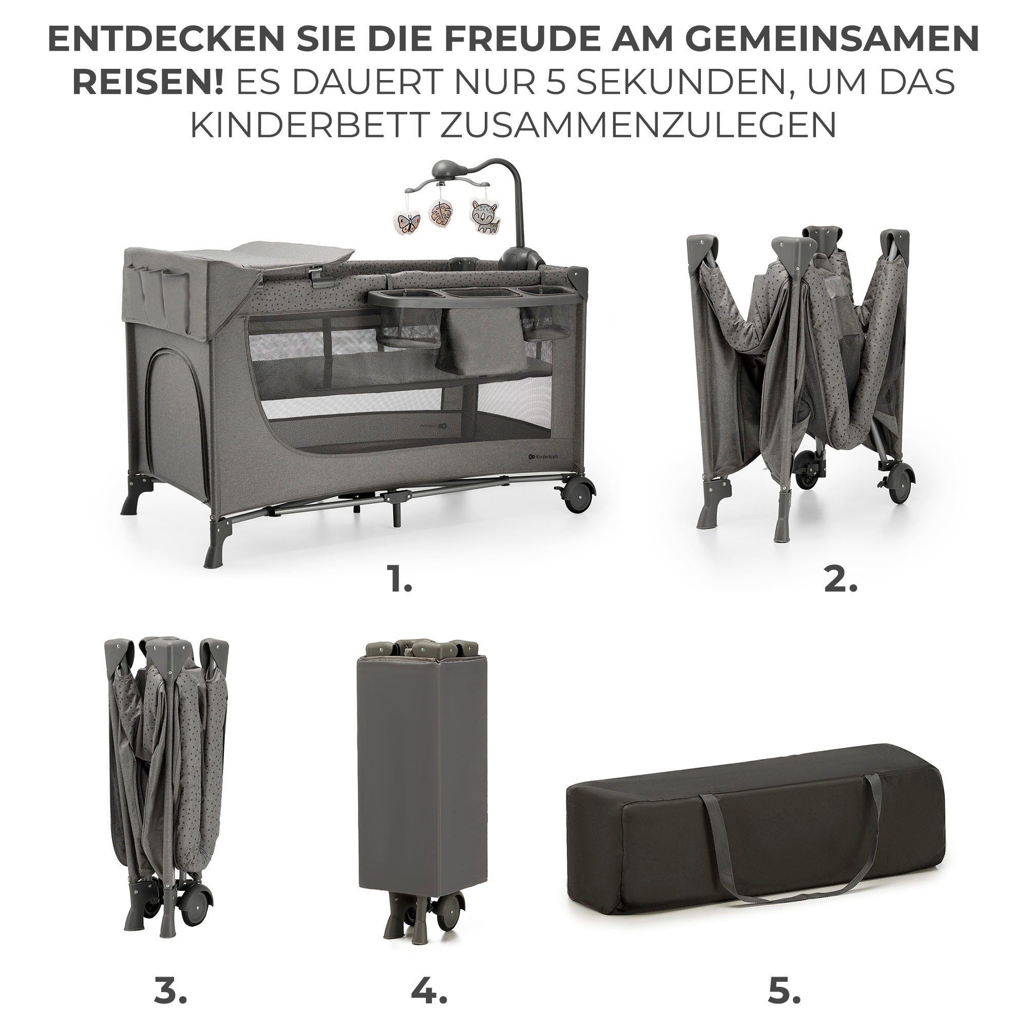 Kinderkraft Baby-Reisebett JOY 2 mit Zubehör