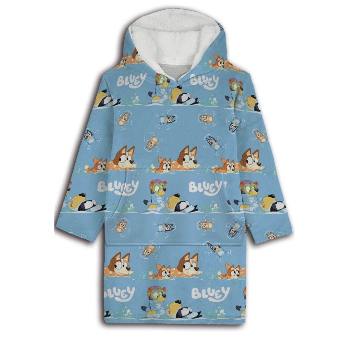 Aymax sprl Fleeceponcho Bluey Sweat Poncho Kinder 3–6 Jahre Kapuzenponcho Kuschel Fleece