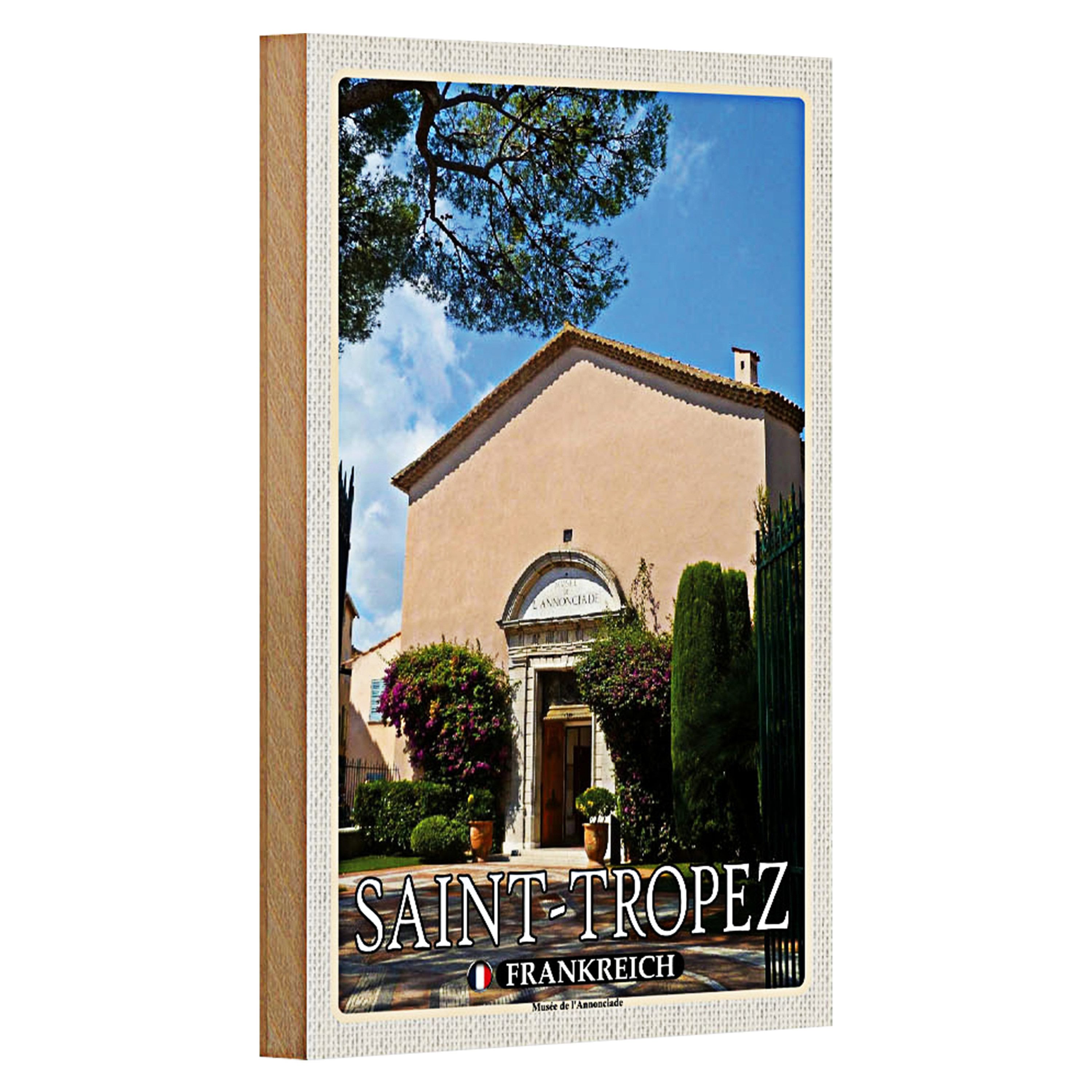 Roomando Holzbild Reise 12x18cm Saint-Tropez Frankreich Musée l'Annonciade