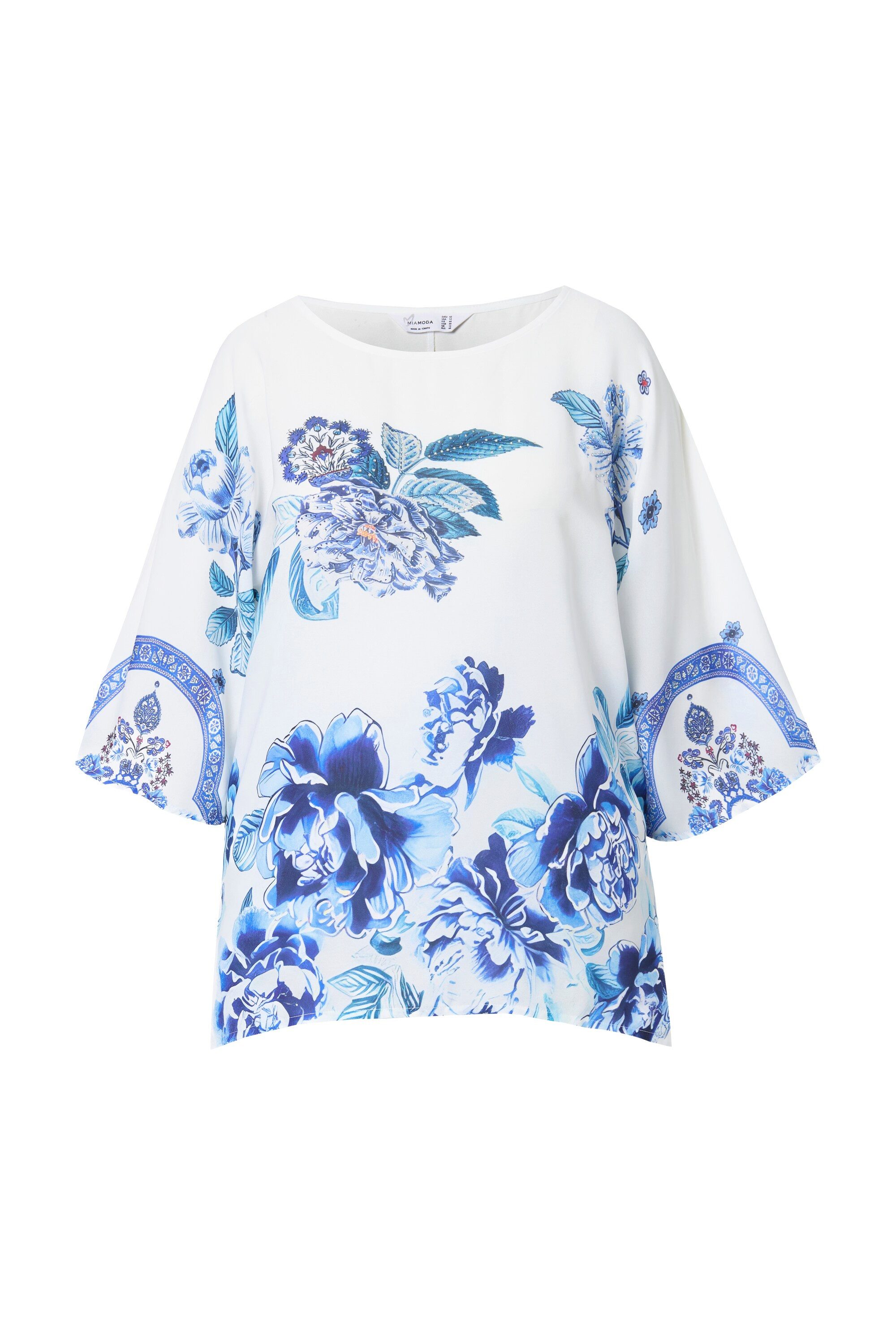 MIAMODA Druckbluse Blusenshirt Allovermuster mit Glitzersteinchen günstig online kaufen