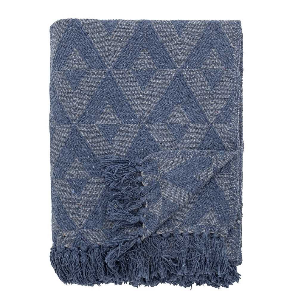 Wohndecke Bloomingville Decke UDINE Blau Gemustert 160x130 cm, Bloomingville